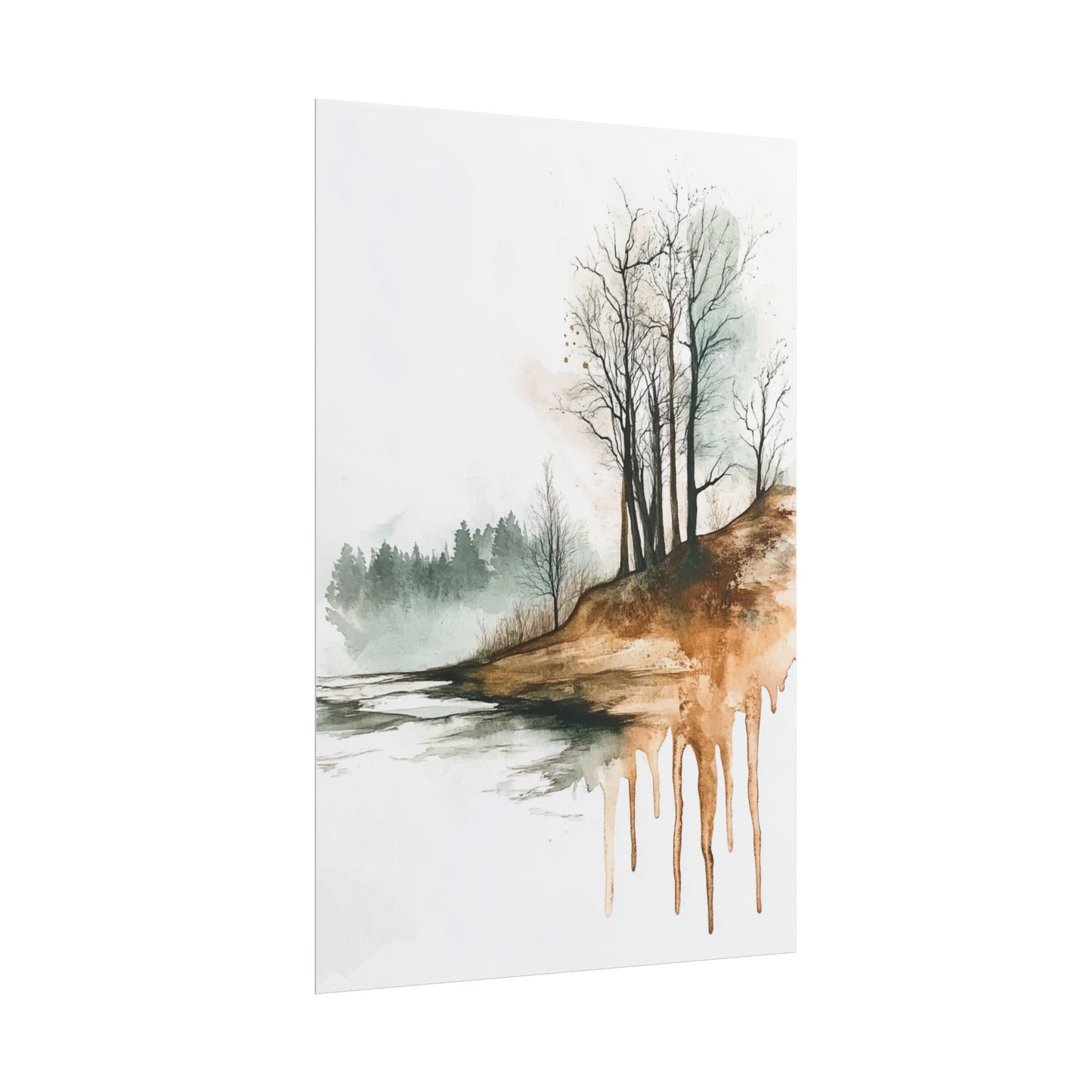 Autumn Reflections - Abstract Watercolour Landscape