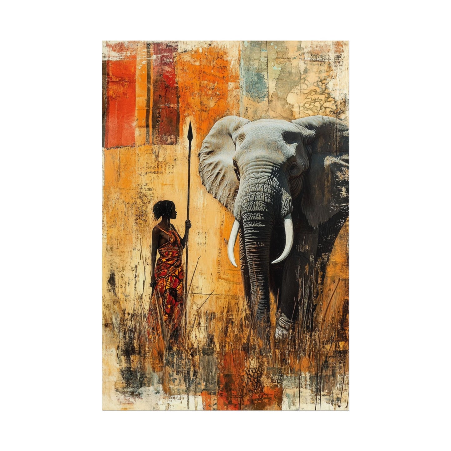 Majestic Encounter - Abstract African Art Print