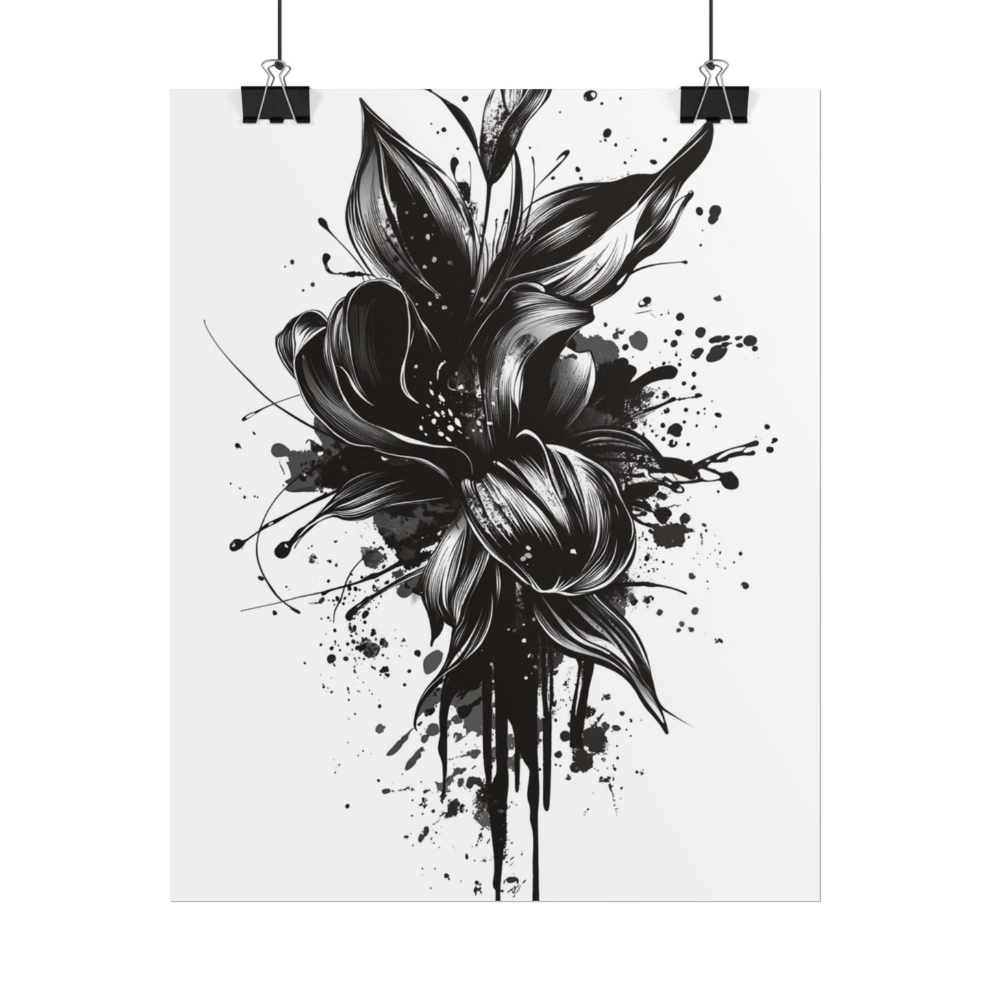 Monochrome Blossom - Abstract Floral Art Print