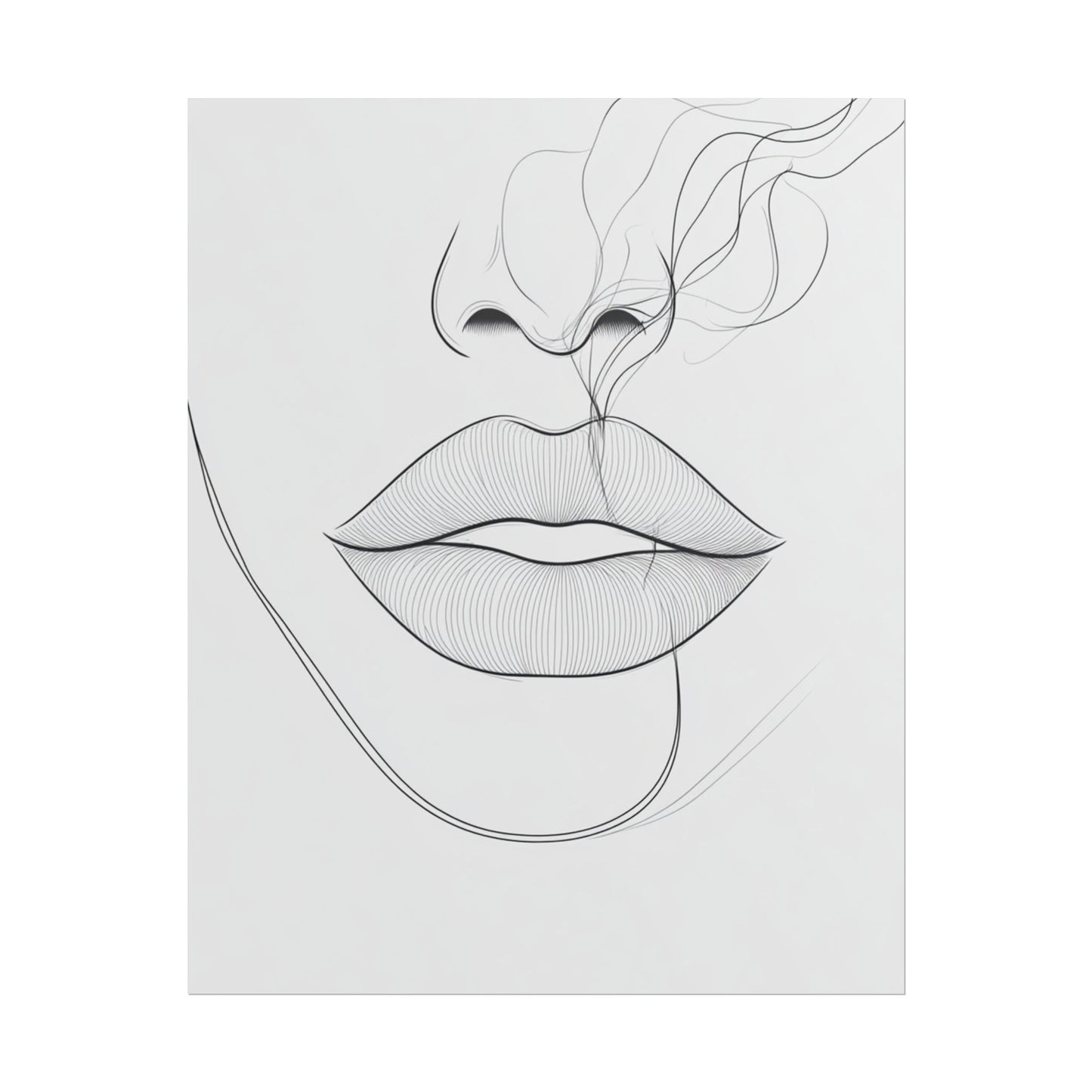 Whispers of Elegance - Abstract Line Art of Lips