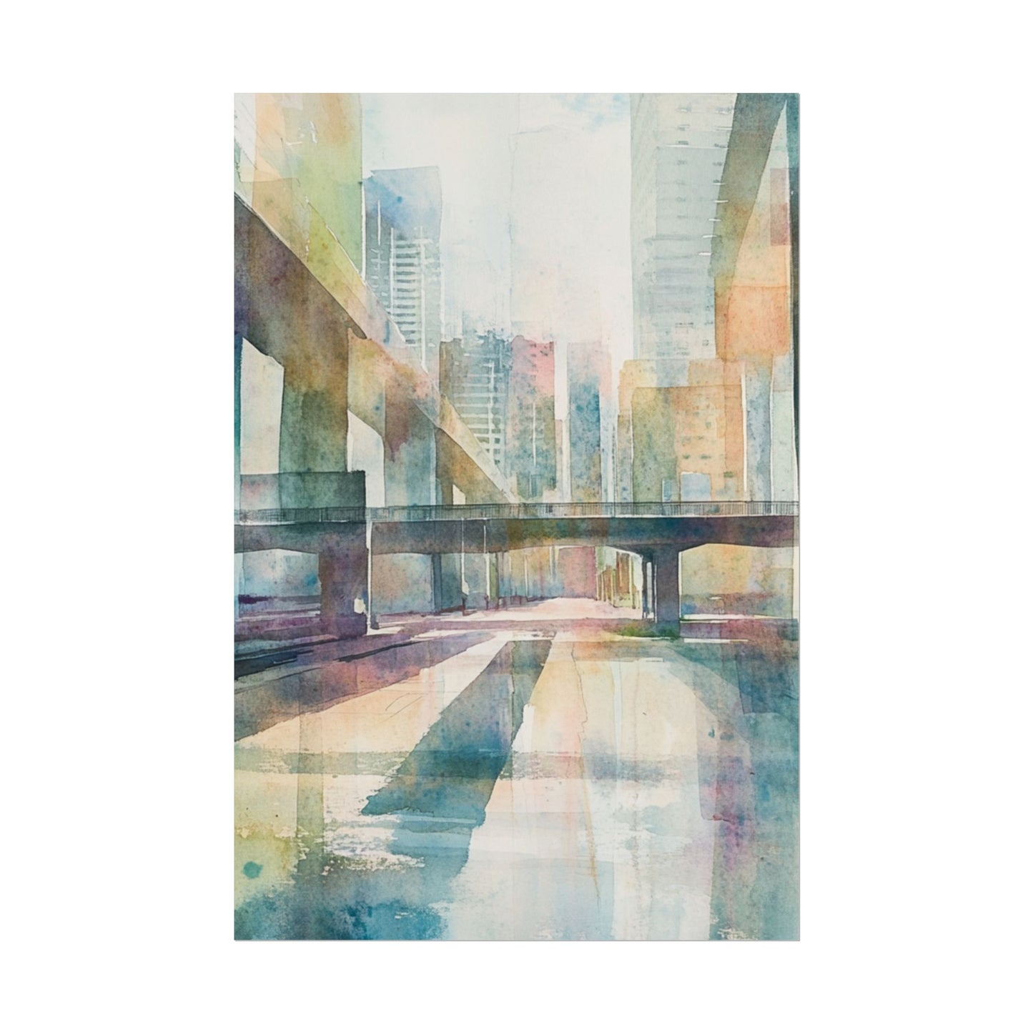 Urban Dreams - Abstract Cityscape in Soft Watercolours