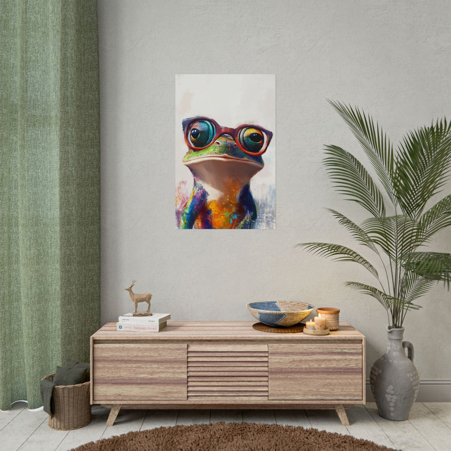 Quirky Frog with Glasses - Vibrant Abstract Animal Art Print