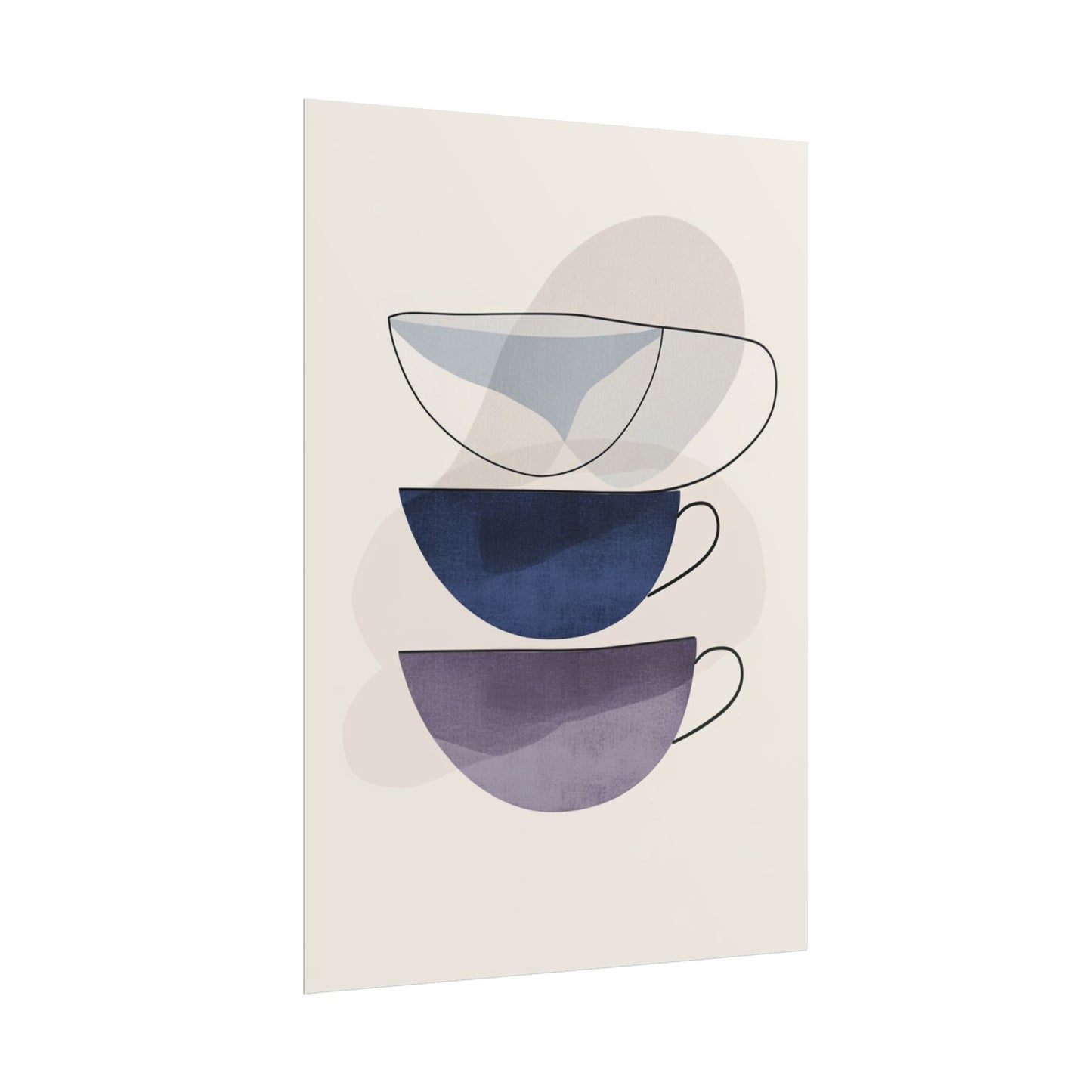 Minimalist Teacups - Abstract Modern Art Print