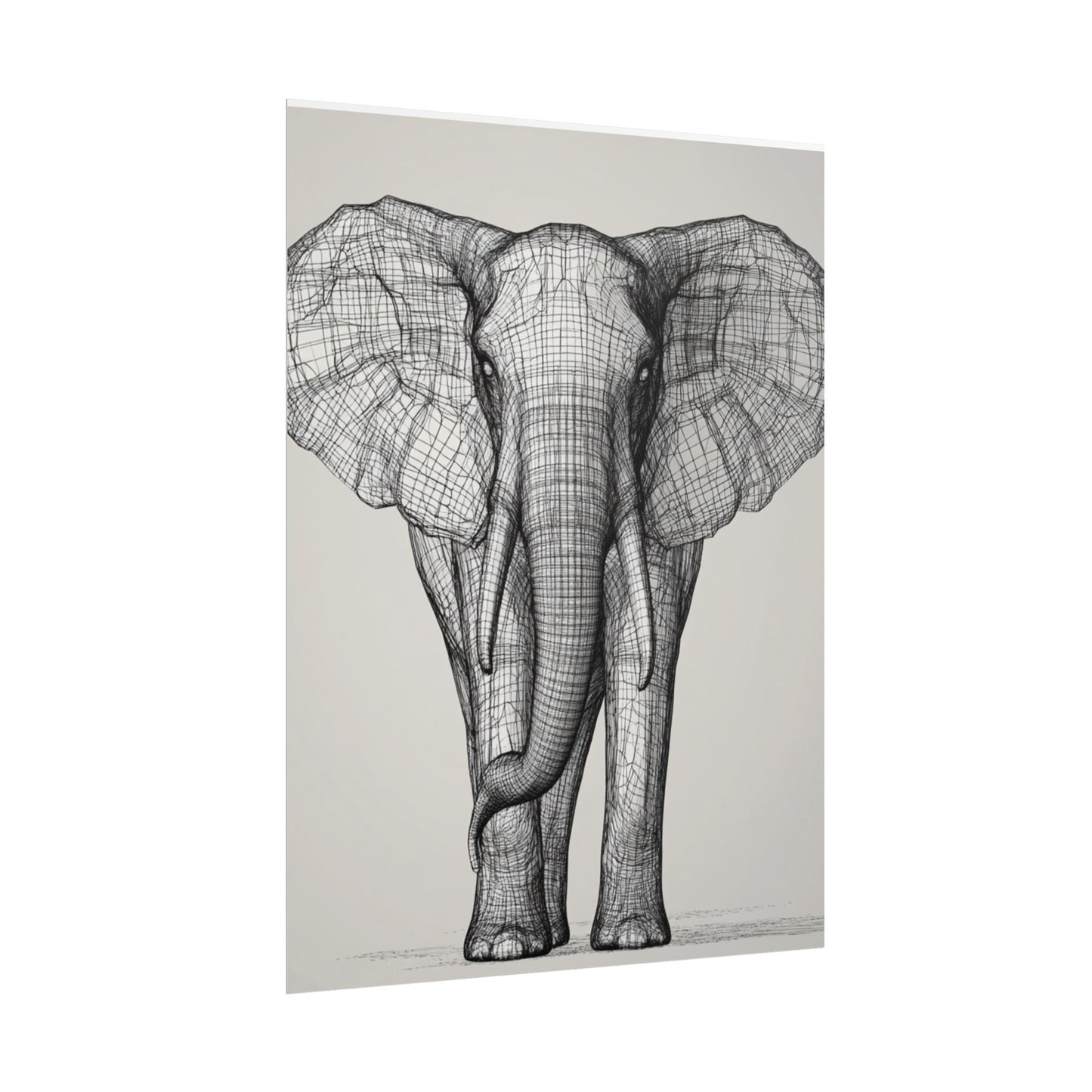 Majestic Lines - Abstract Elephant Wireframe Art