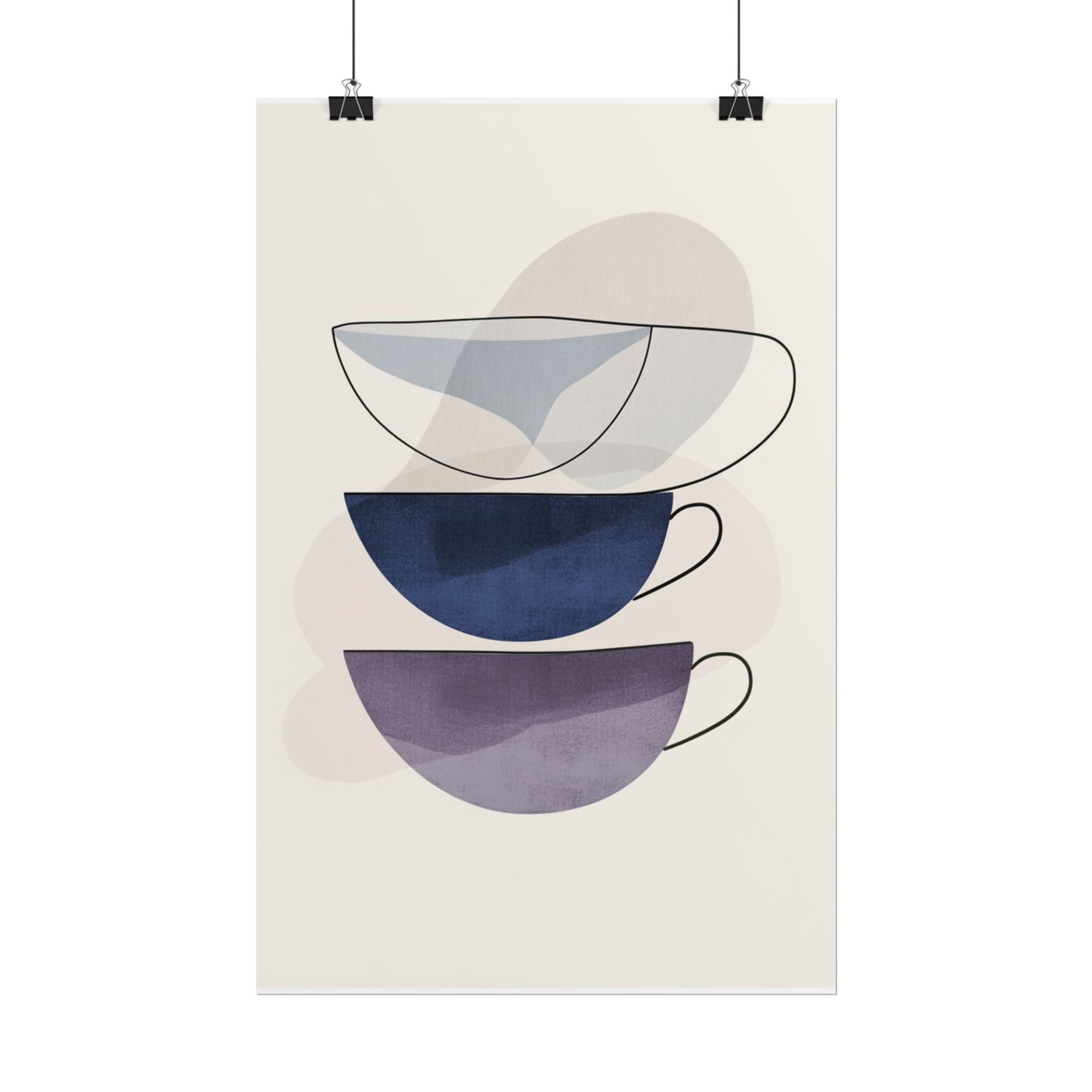 Minimalist Teacups - Abstract Modern Art Print