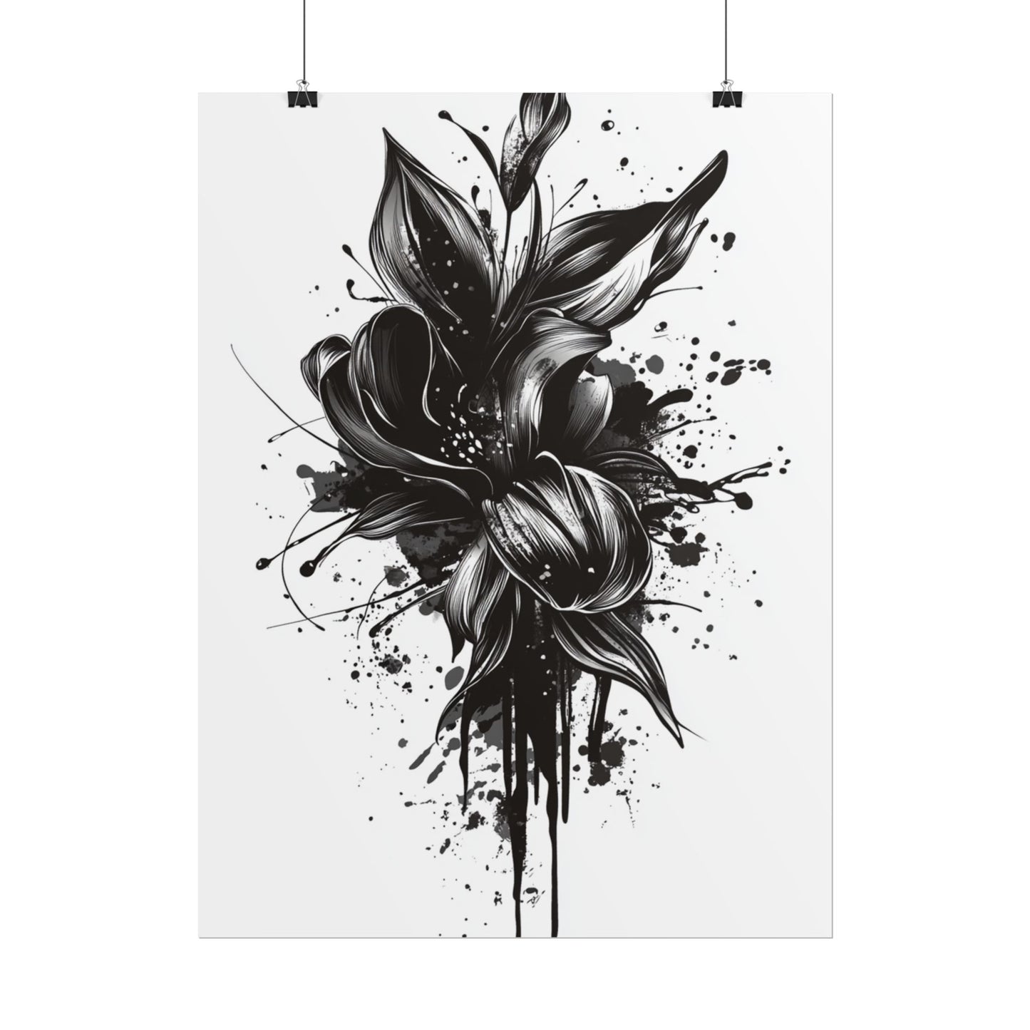 Monochrome Blossom - Abstract Floral Art Print