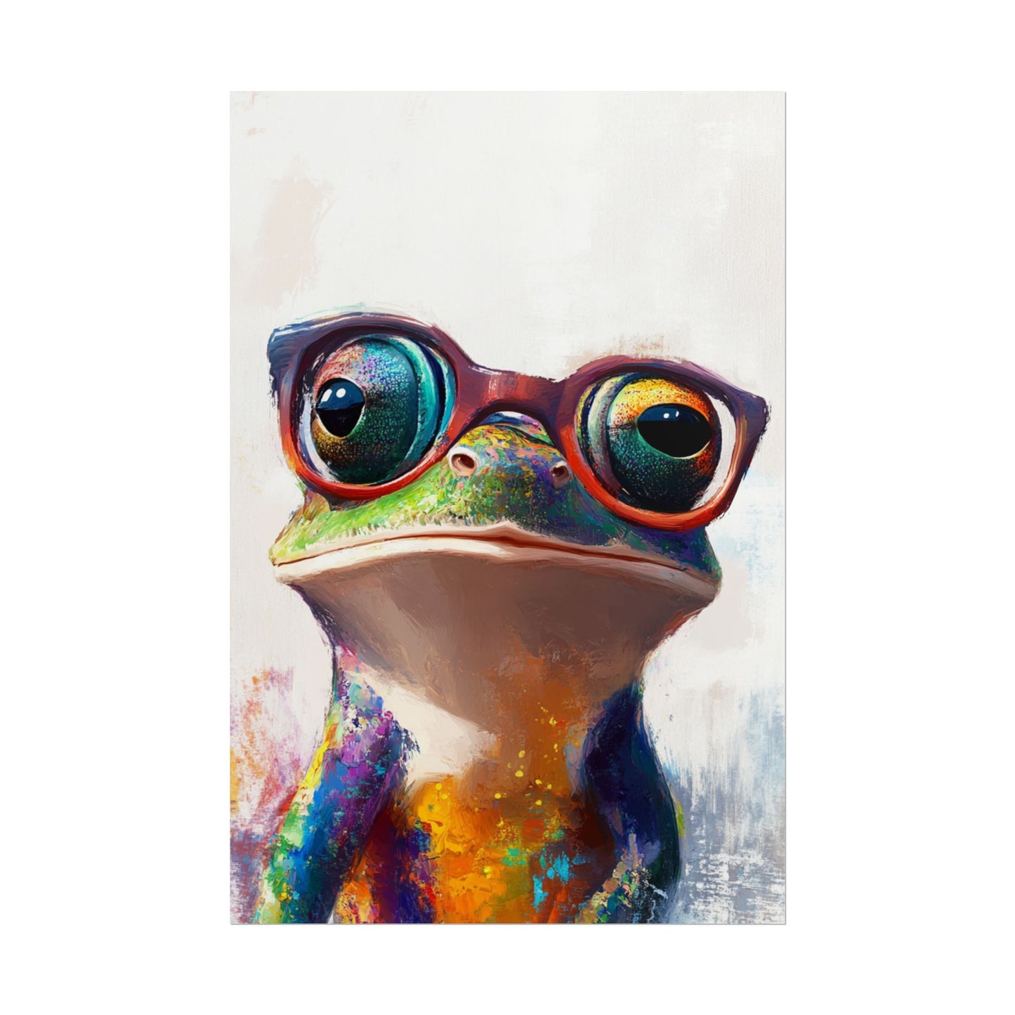 Quirky Frog with Glasses - Vibrant Abstract Animal Art Print