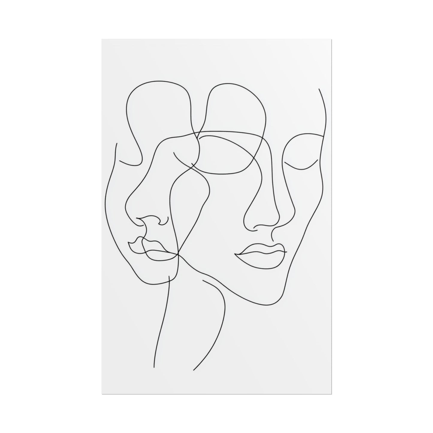 Intertwined Thoughts - Abstract Faces in Line Art