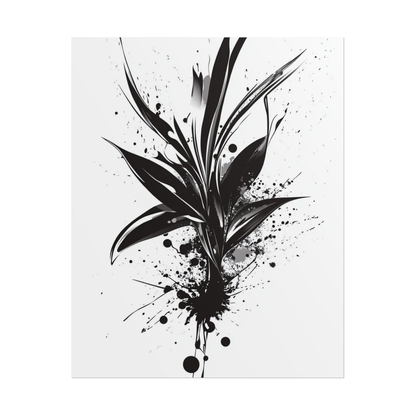 Ink Bloom - Monochrome Abstract Botanical Art Print