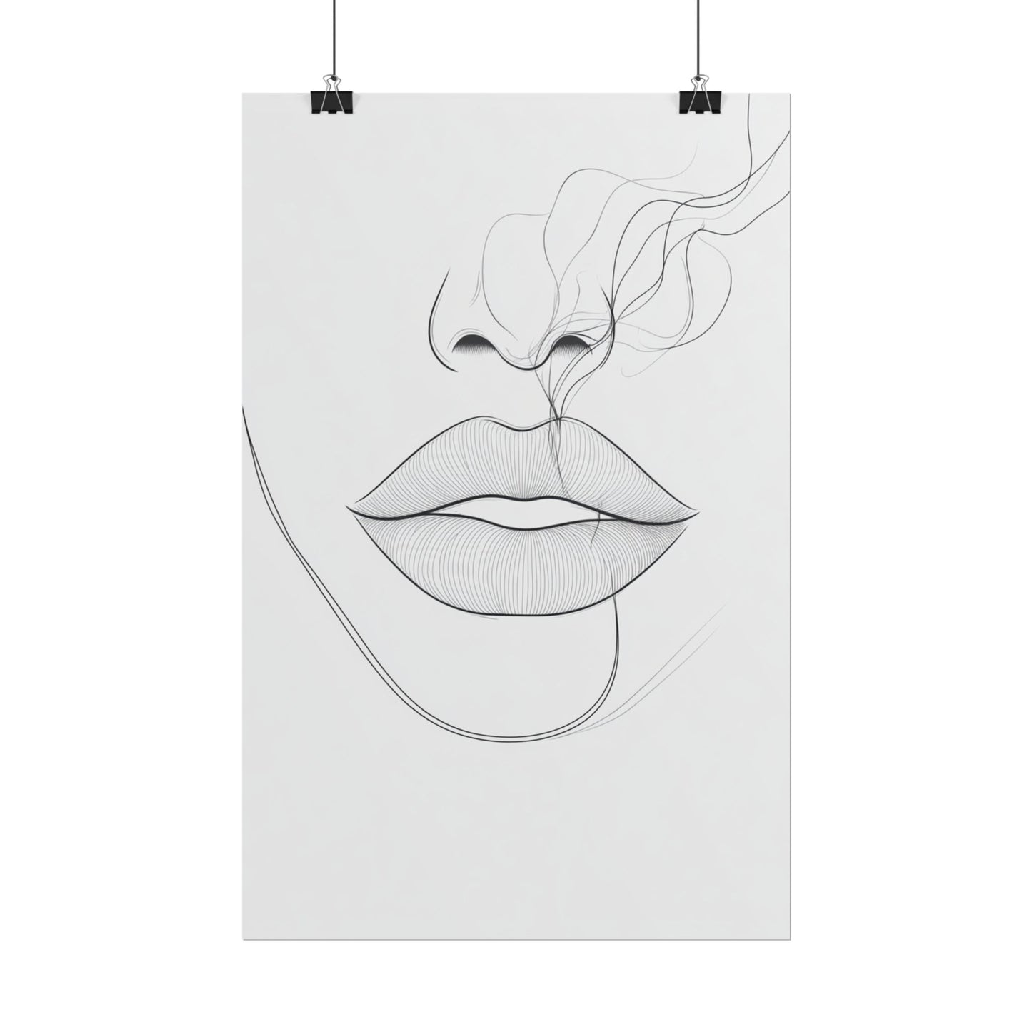 Whispers of Elegance - Abstract Line Art of Lips