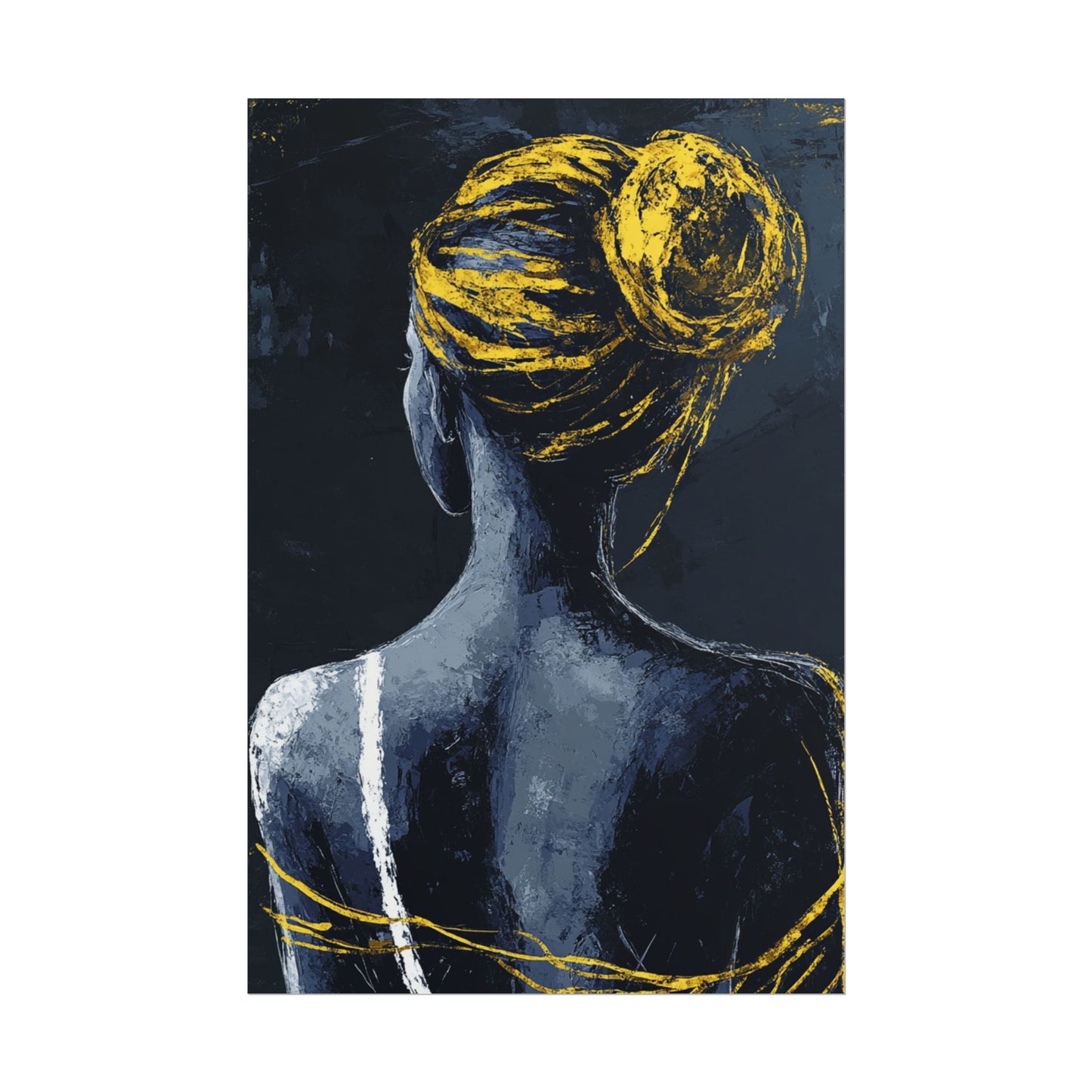 Golden Embrace - Abstract Portrait in Blue and Gold