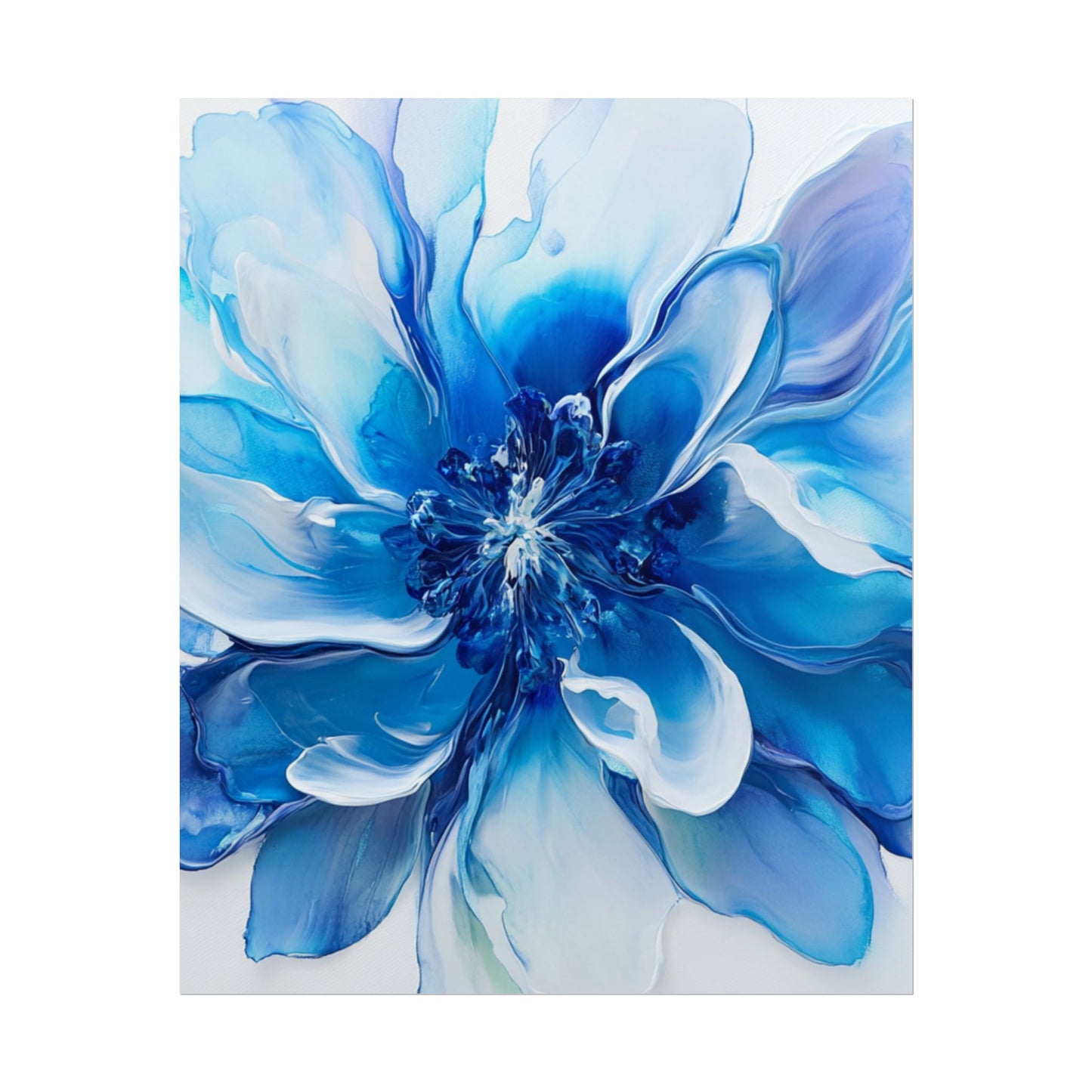 Ethereal Bloom - Abstract Blue Floral Art Print