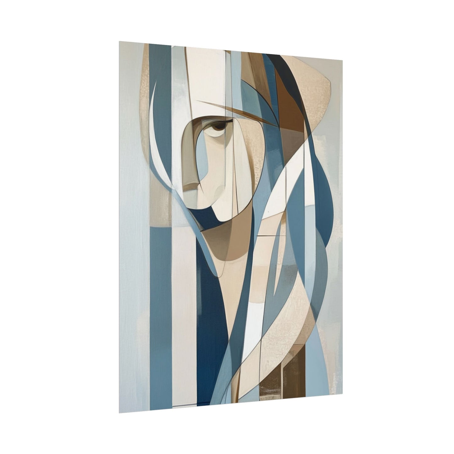 Contemplation in Blue - Modern Abstract Portrait