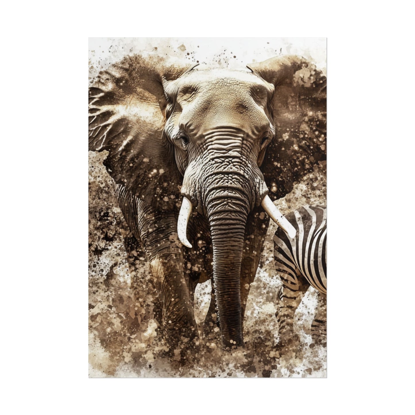 Safari Majesty - Abstract Elephant and Zebra Art Print