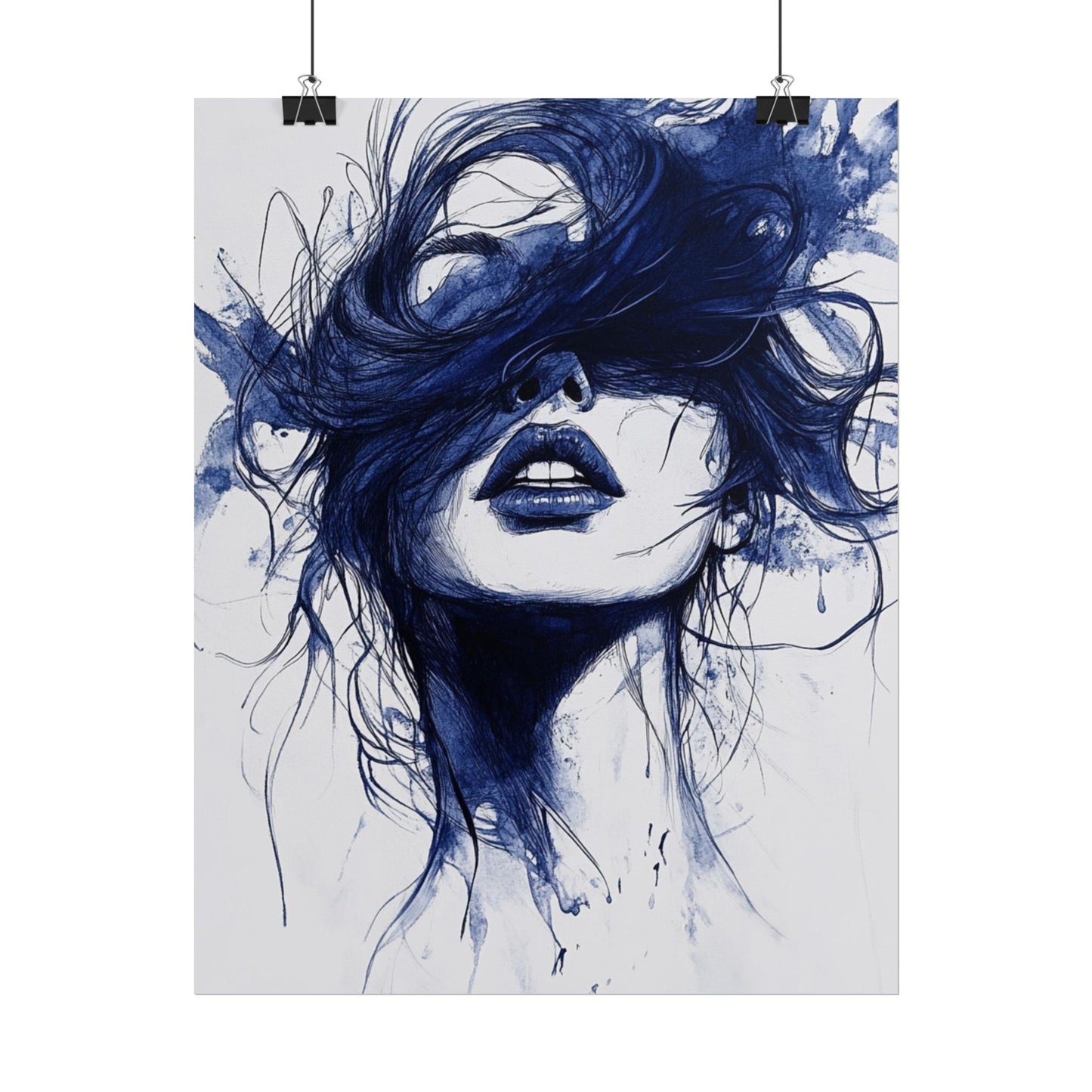 Veil of Blue - Abstract Portrait Print