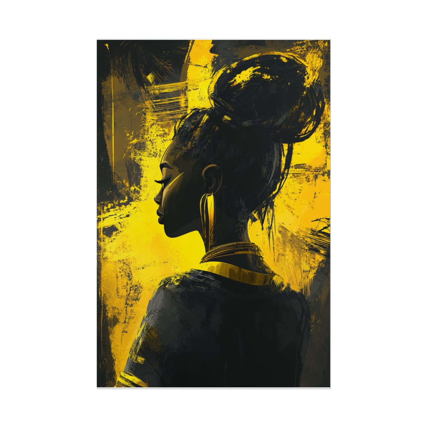 Ethereal Silhouette - Abstract Portrait in Monochrome and Gold