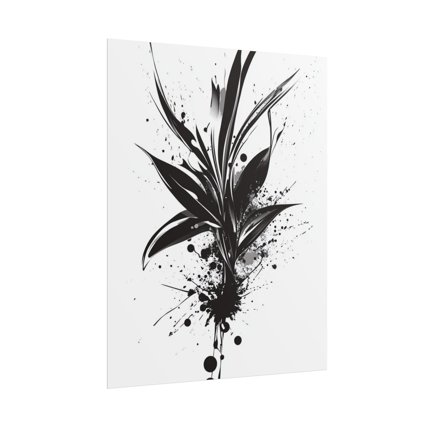 Ink Bloom - Monochrome Abstract Botanical Art Print