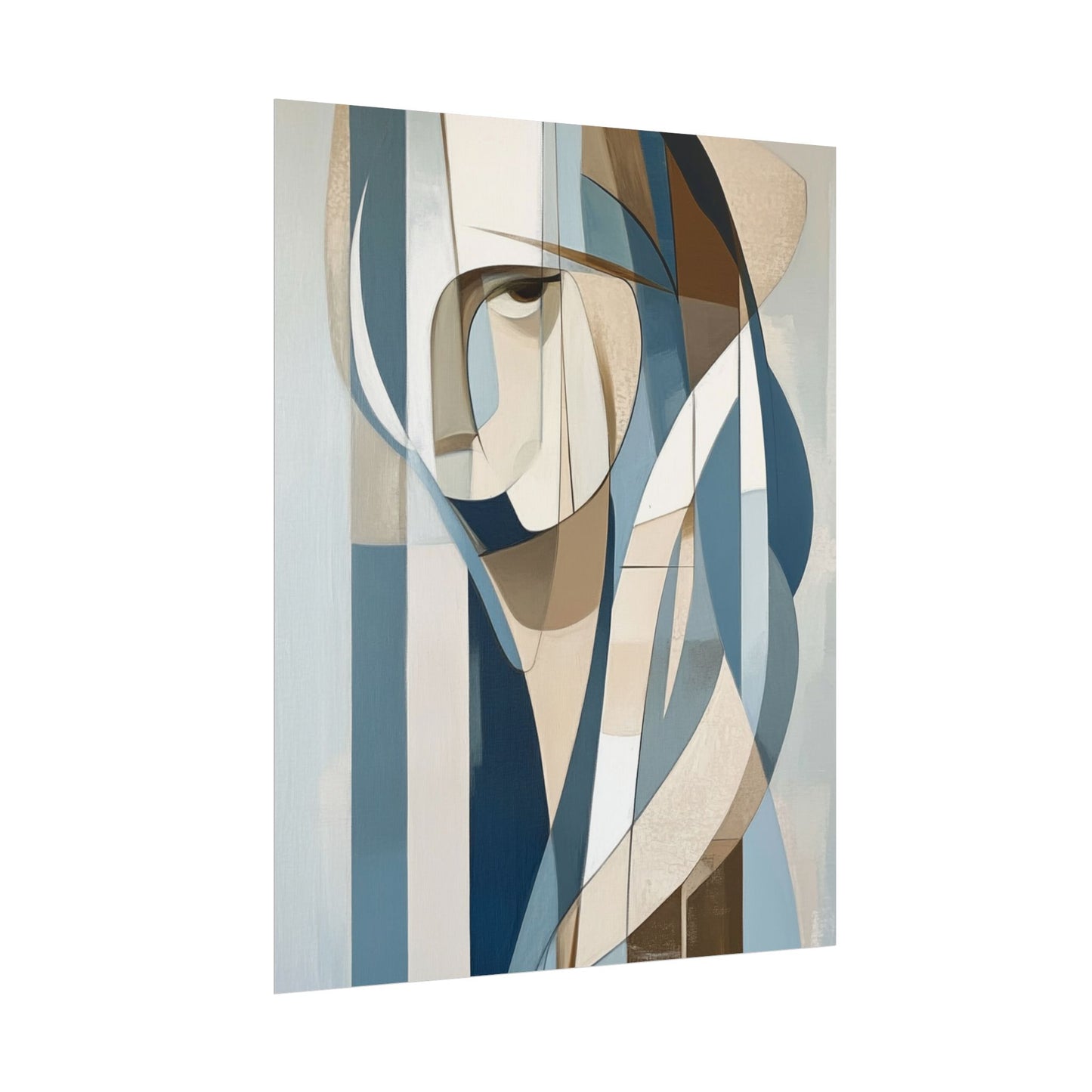 Contemplation in Blue - Modern Abstract Portrait