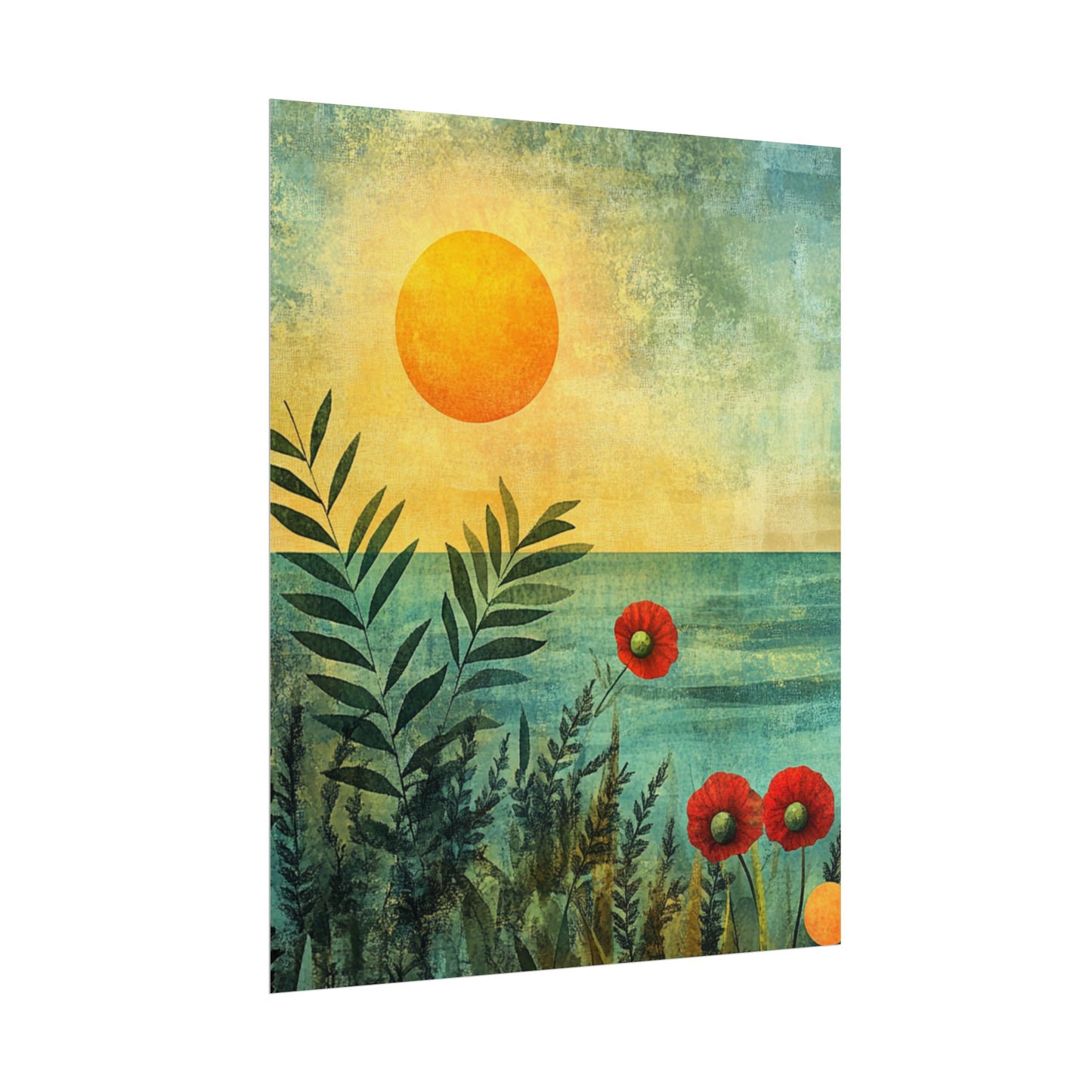 Sunrise Serenity - Abstract Coastal Floral Art Print