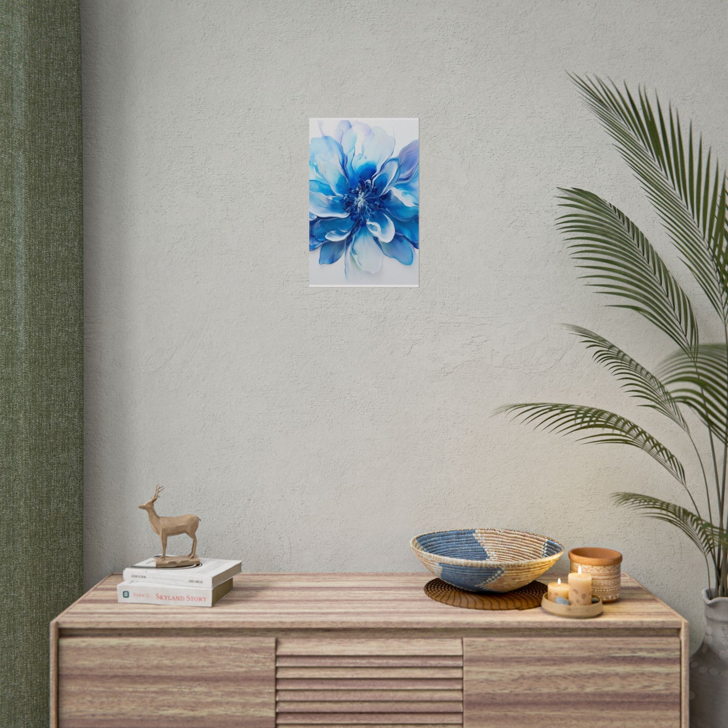 Ethereal Bloom - Abstract Blue Floral Art Print