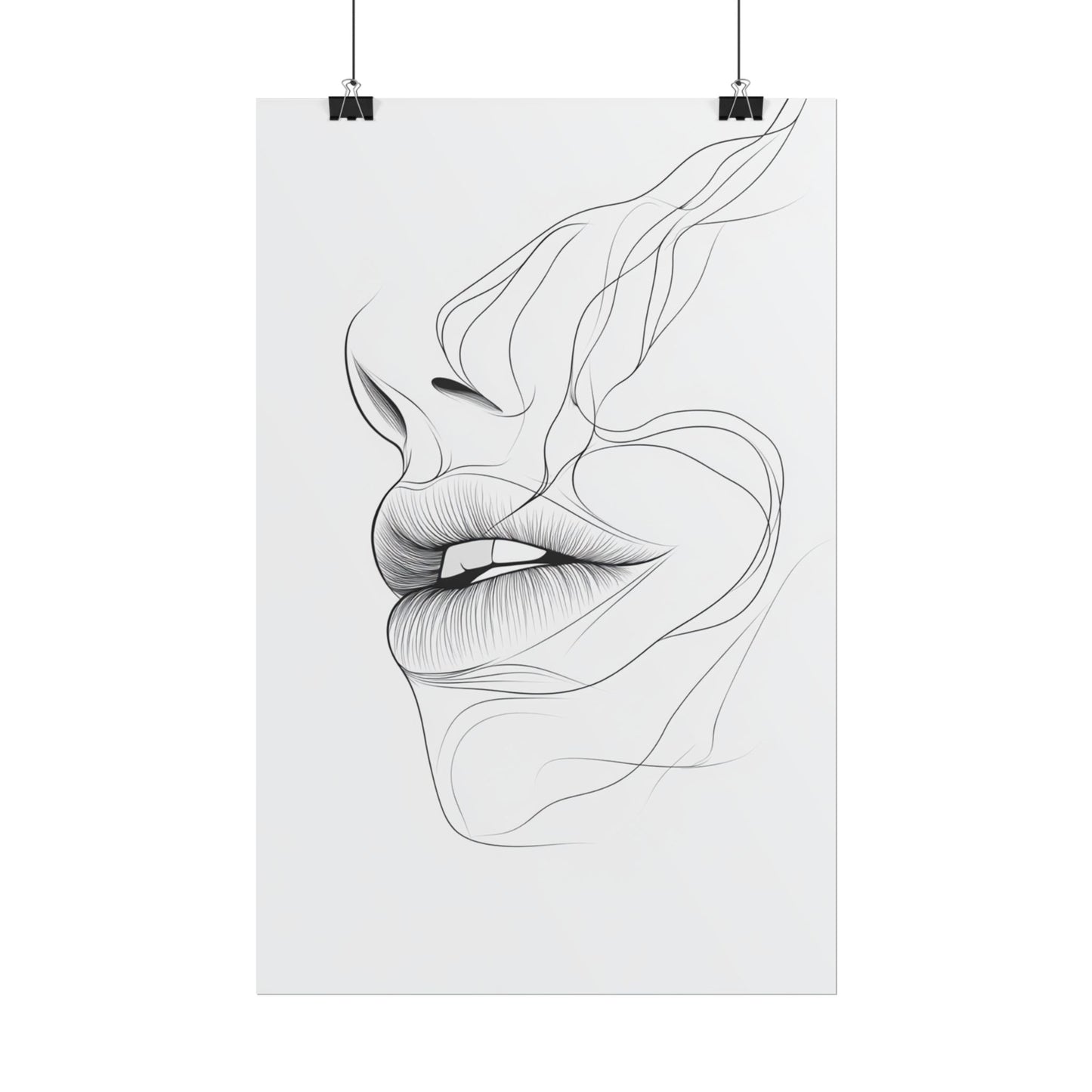 Echoes of Simplicity - Minimalist Abstract Lips Line Art