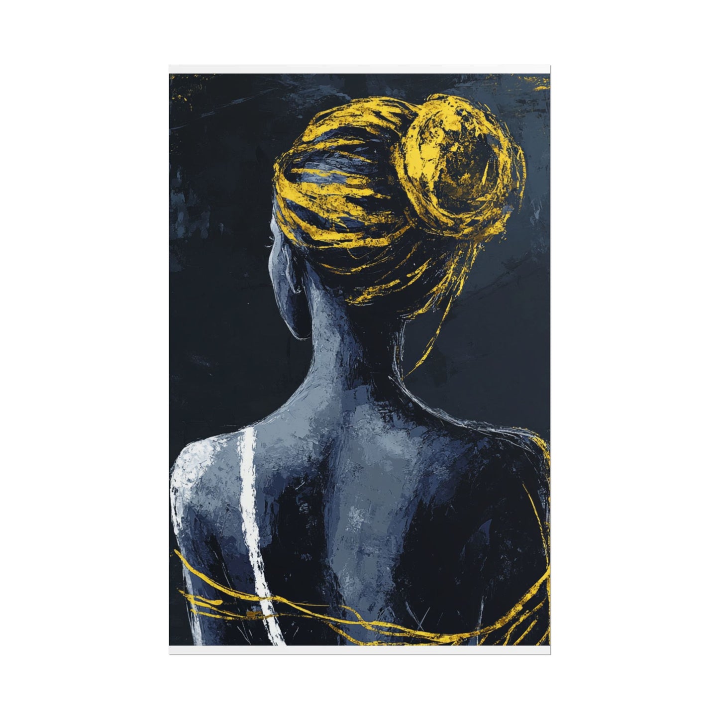 Golden Embrace - Abstract Portrait in Blue and Gold