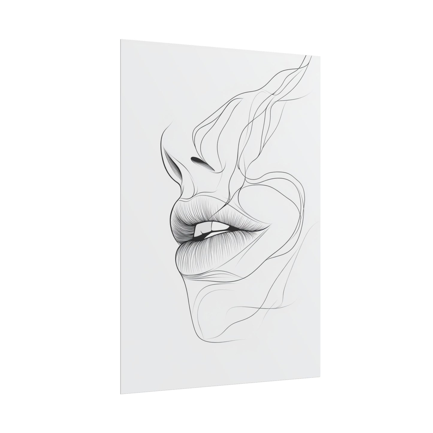 Echoes of Simplicity - Minimalist Abstract Lips Line Art