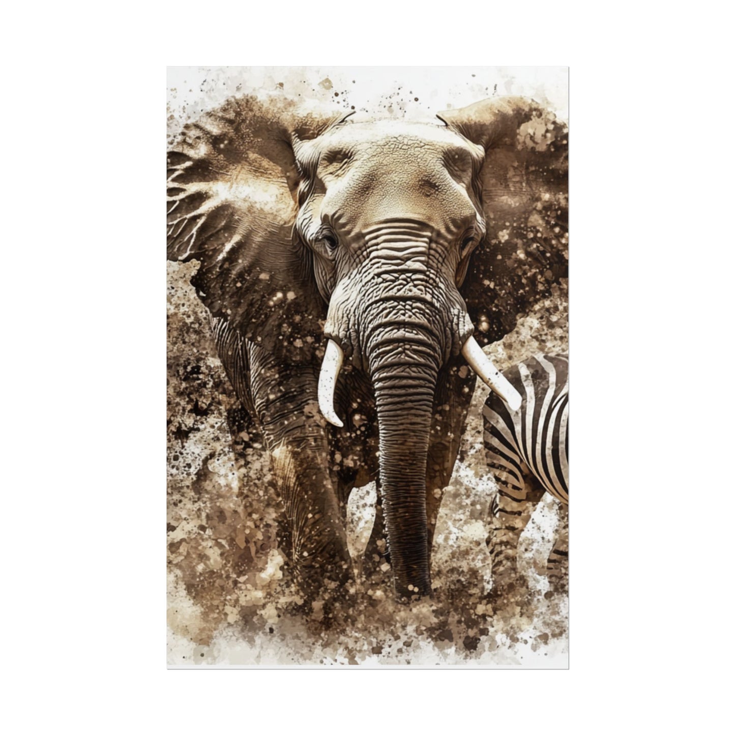 Safari Majesty - Abstract Elephant and Zebra Art Print