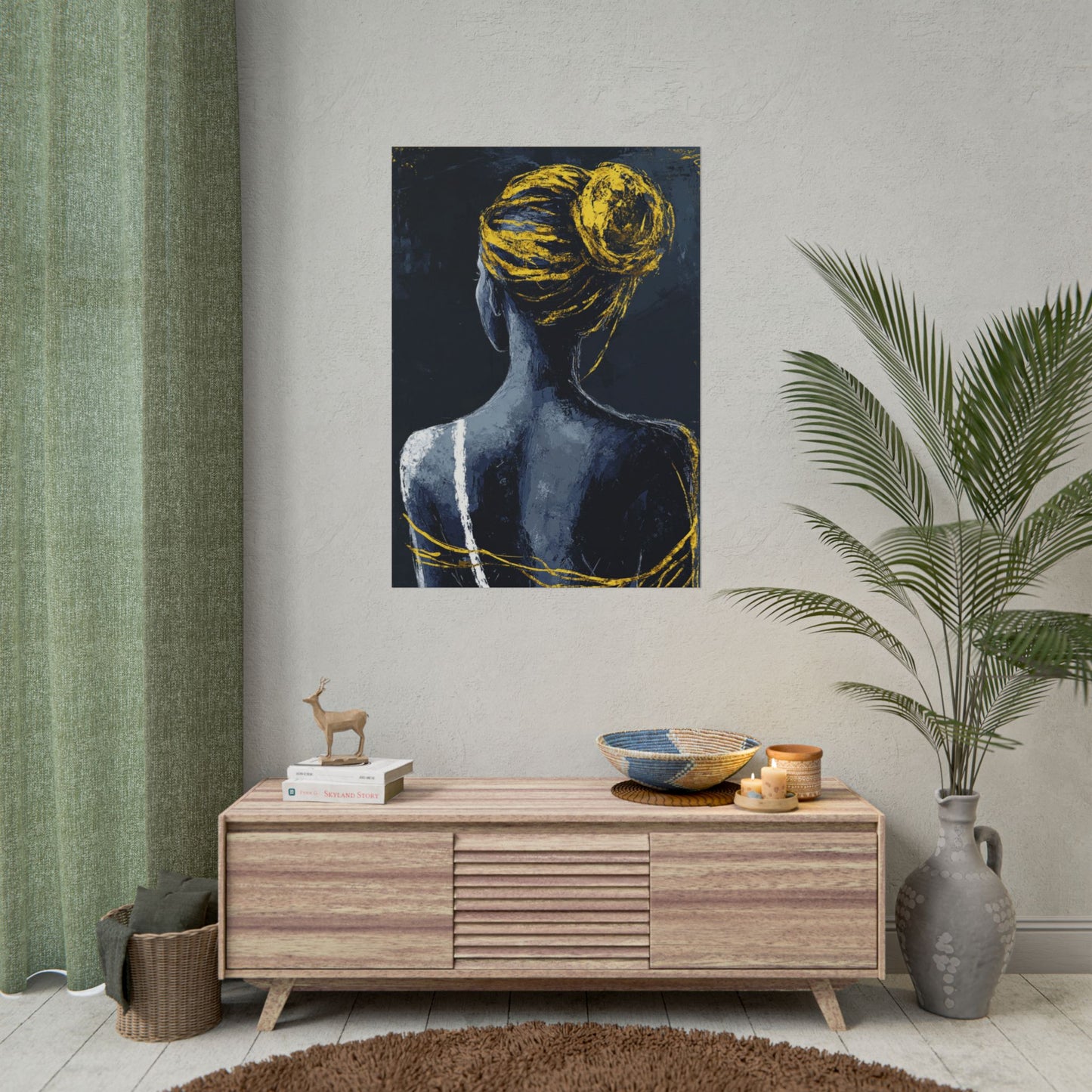 Golden Embrace - Abstract Portrait in Blue and Gold