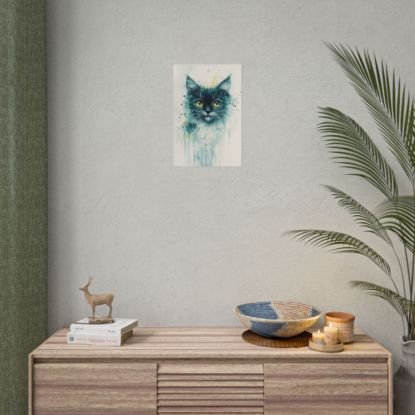 Enigmatic Gaze - Abstract Cat Watercolour Art Print