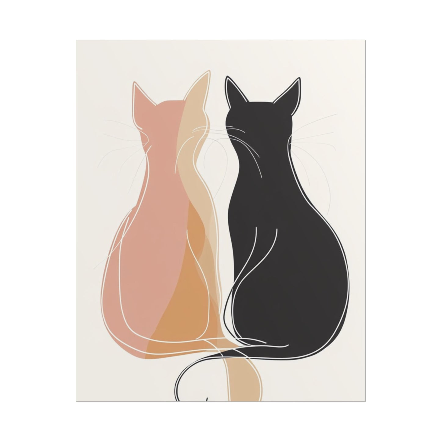 Companions in Silence - Minimalist Abstract Cat Duo