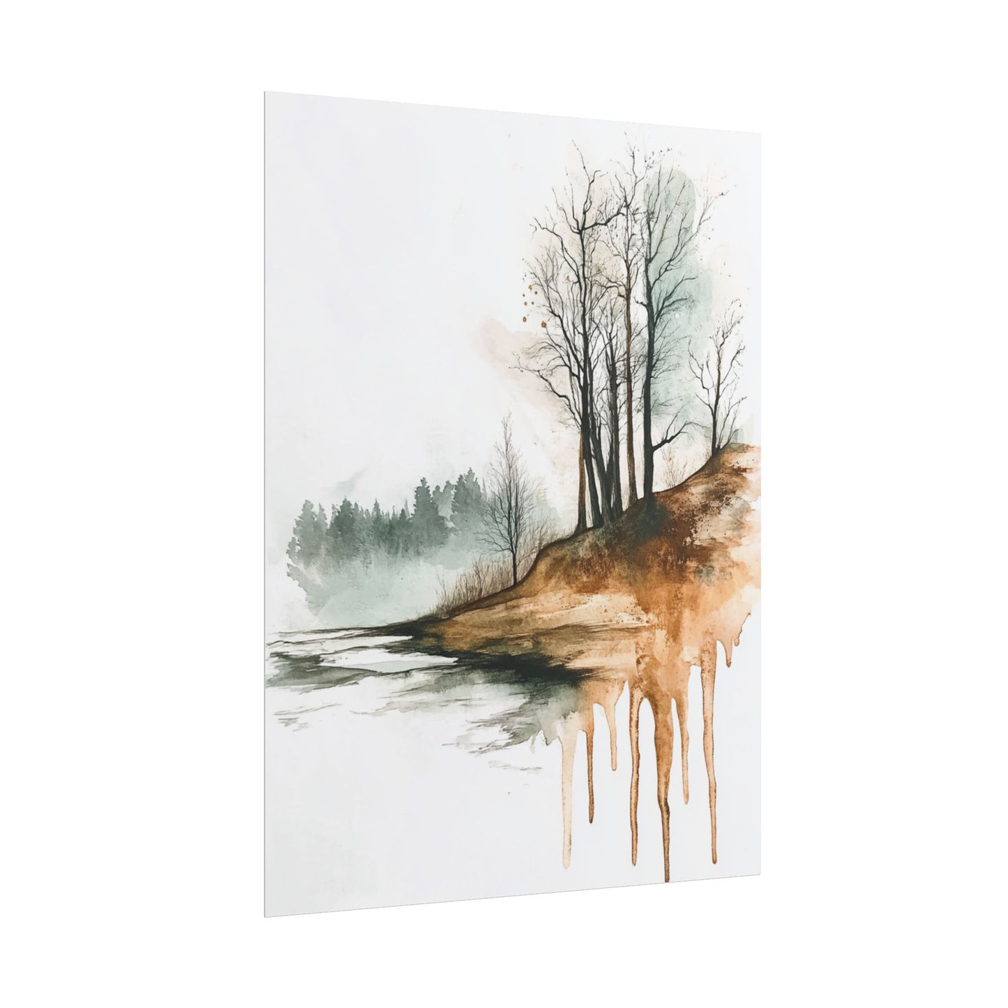 Autumn Reflections - Abstract Watercolour Landscape