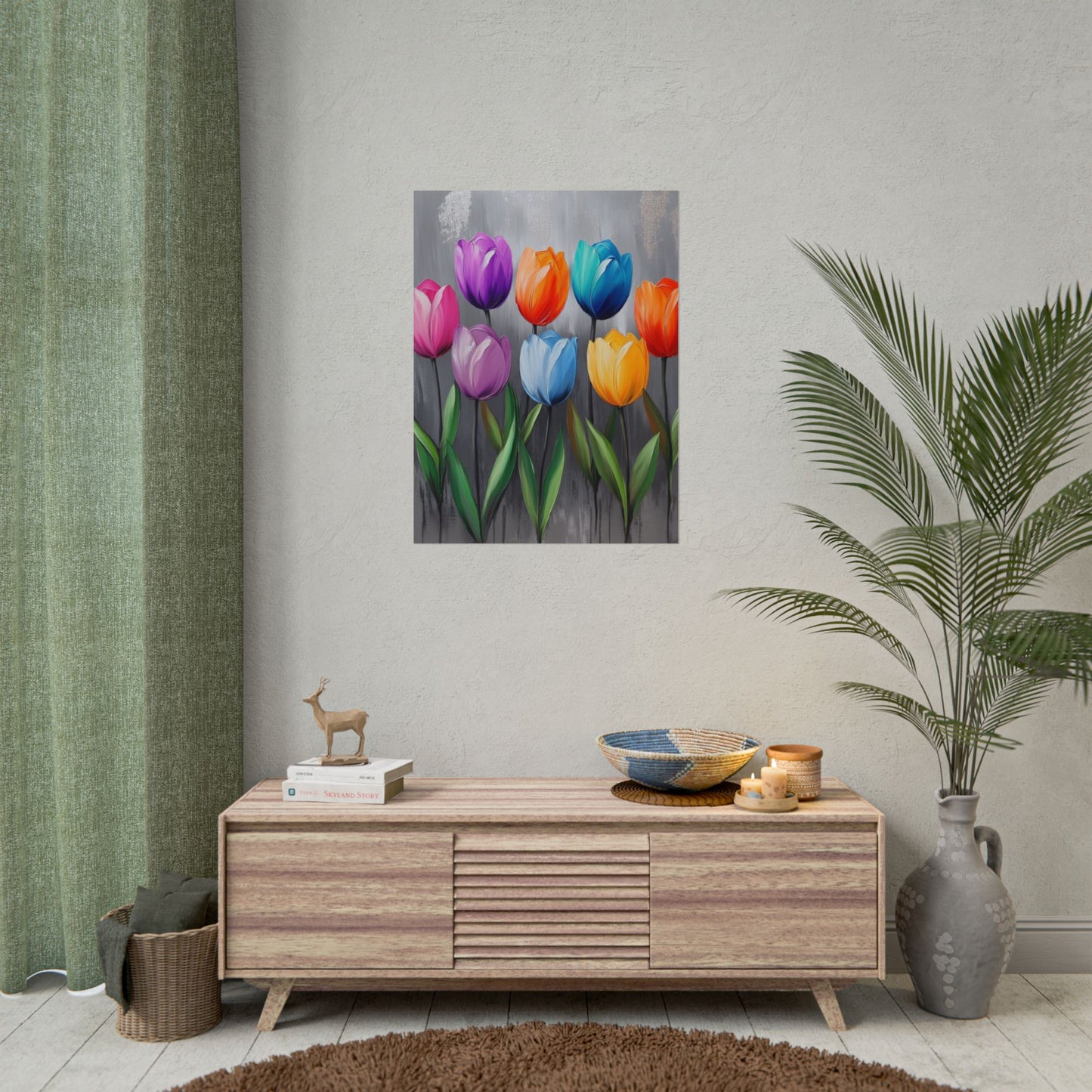 Colourful Tulips - Abstract Floral Art Print