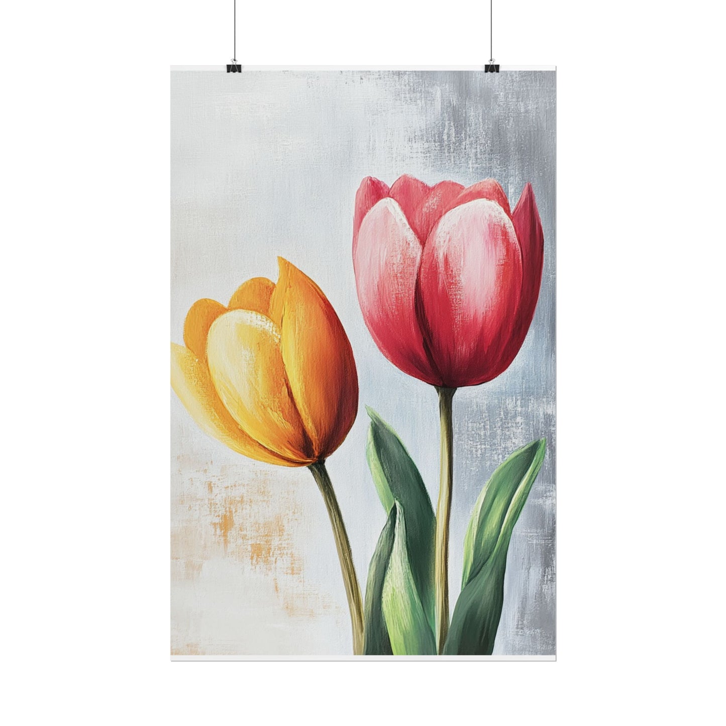 Vibrant Tulips Duo - Abstract Floral Art Print