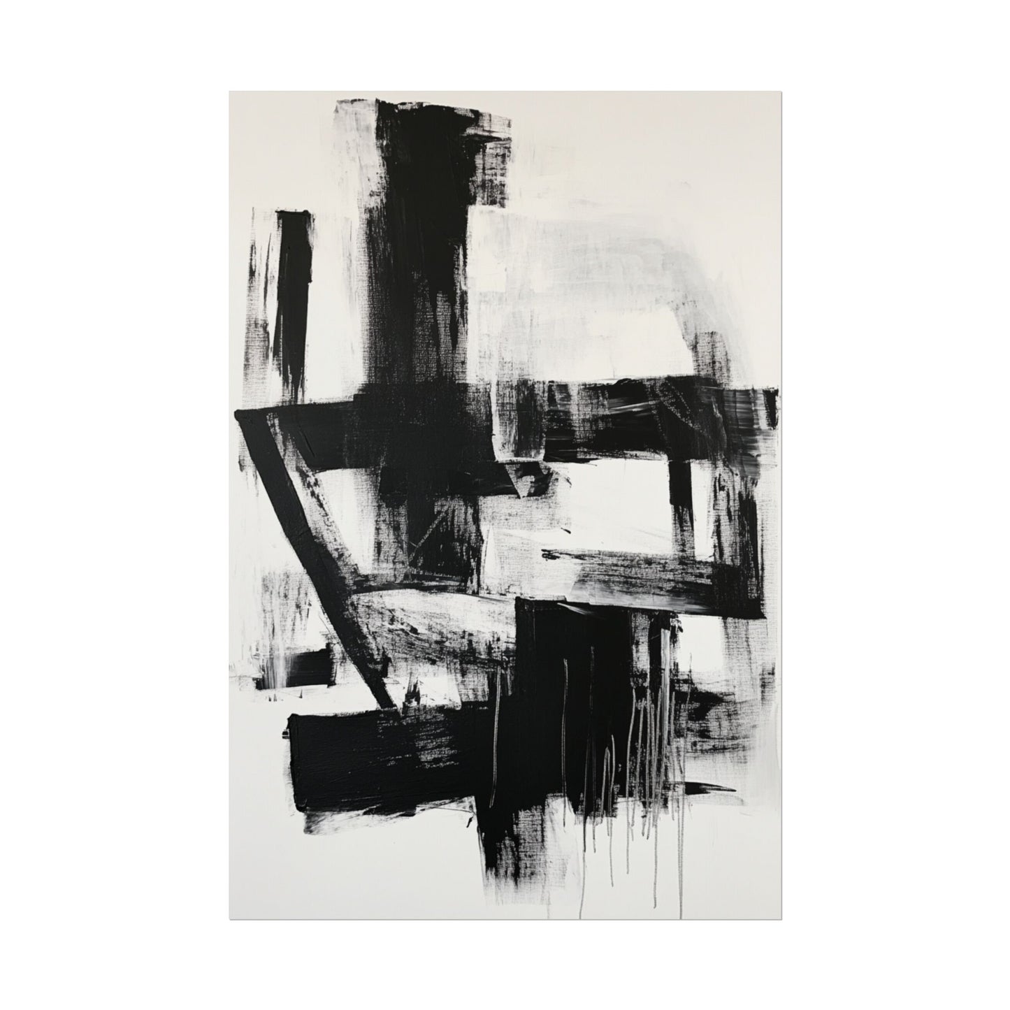 Monochrome Symphony - Abstract Black and White Art Print