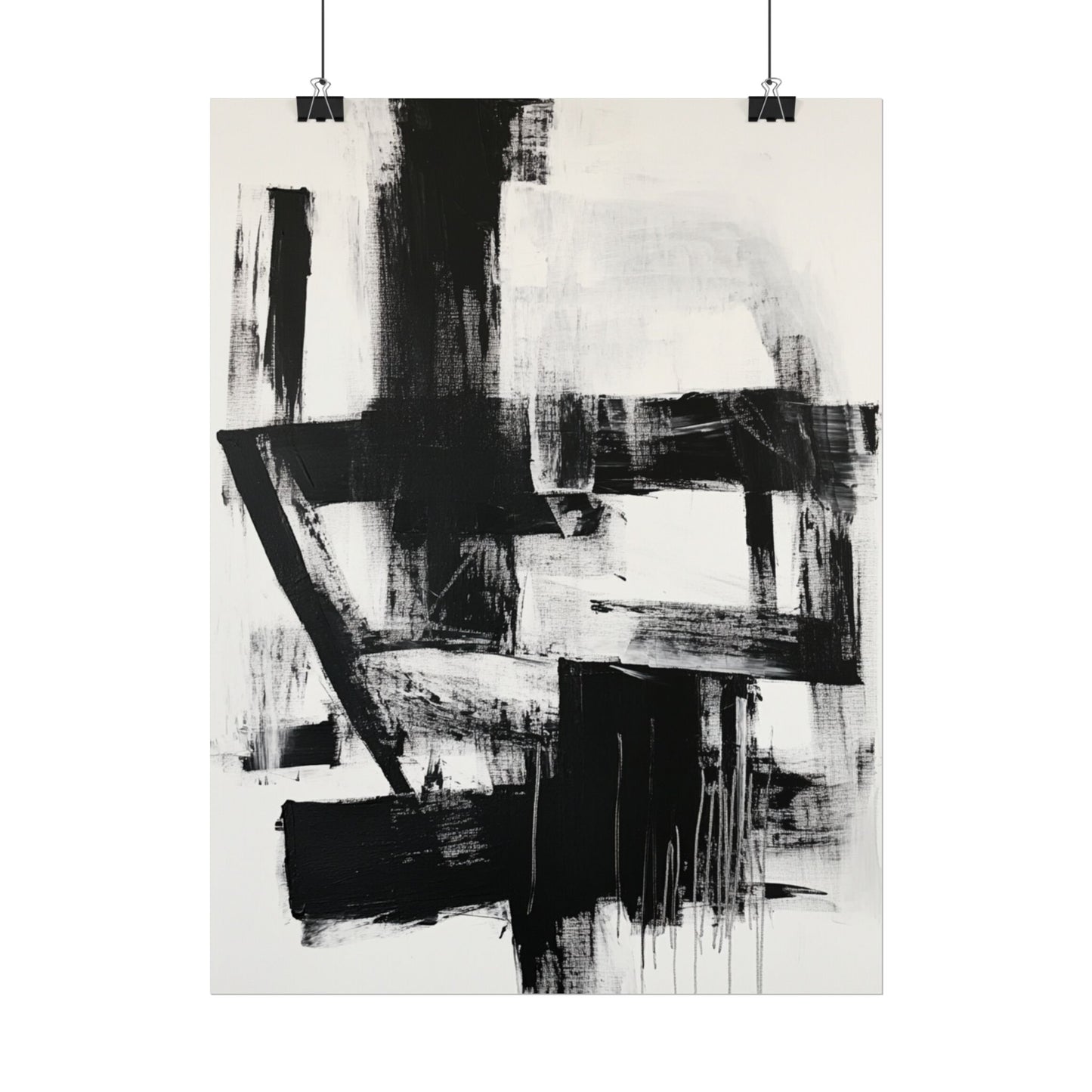 Monochrome Symphony - Abstract Black and White Art Print