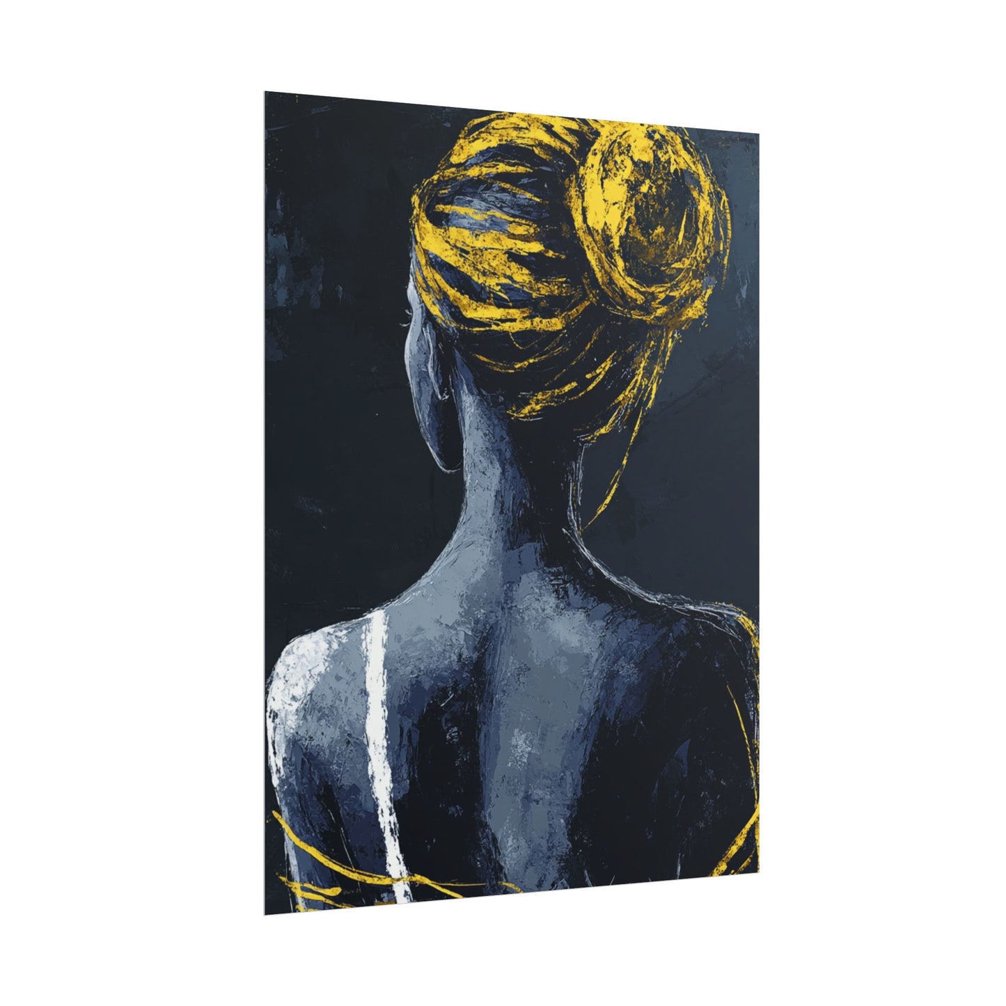 Golden Embrace - Abstract Portrait in Blue and Gold