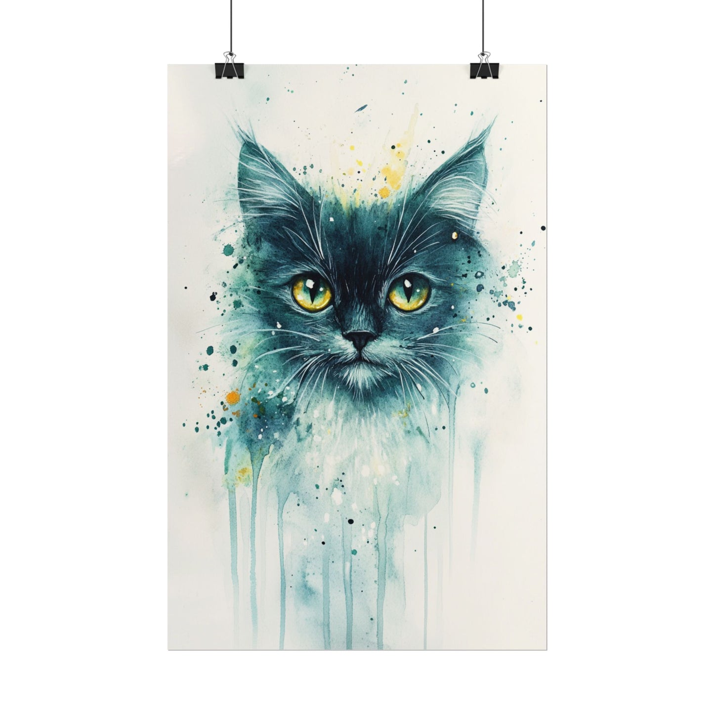 Enigmatic Gaze - Abstract Cat Watercolour Art Print