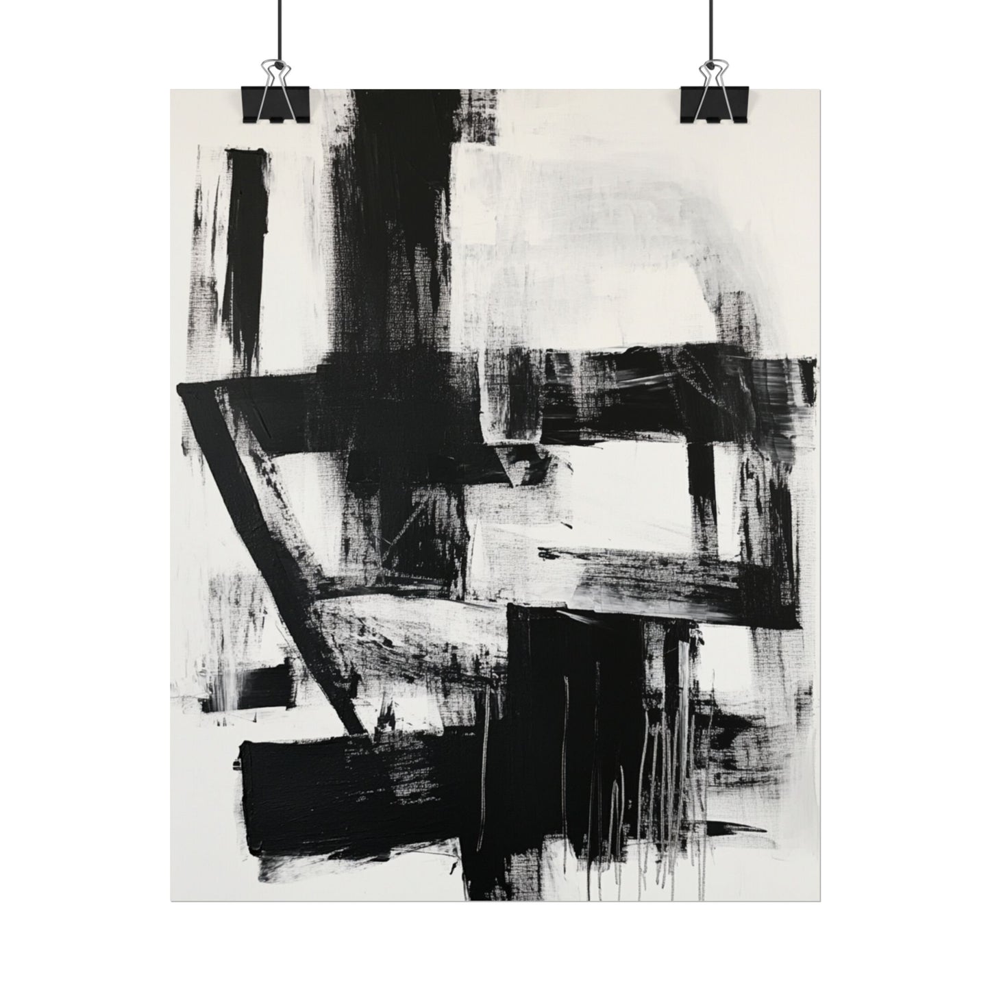 Monochrome Symphony - Abstract Black and White Art Print