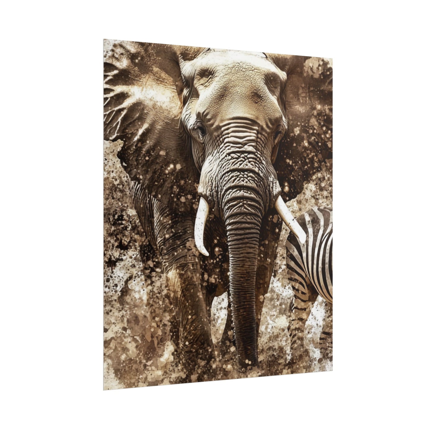 Safari Majesty - Abstract Elephant and Zebra Art Print