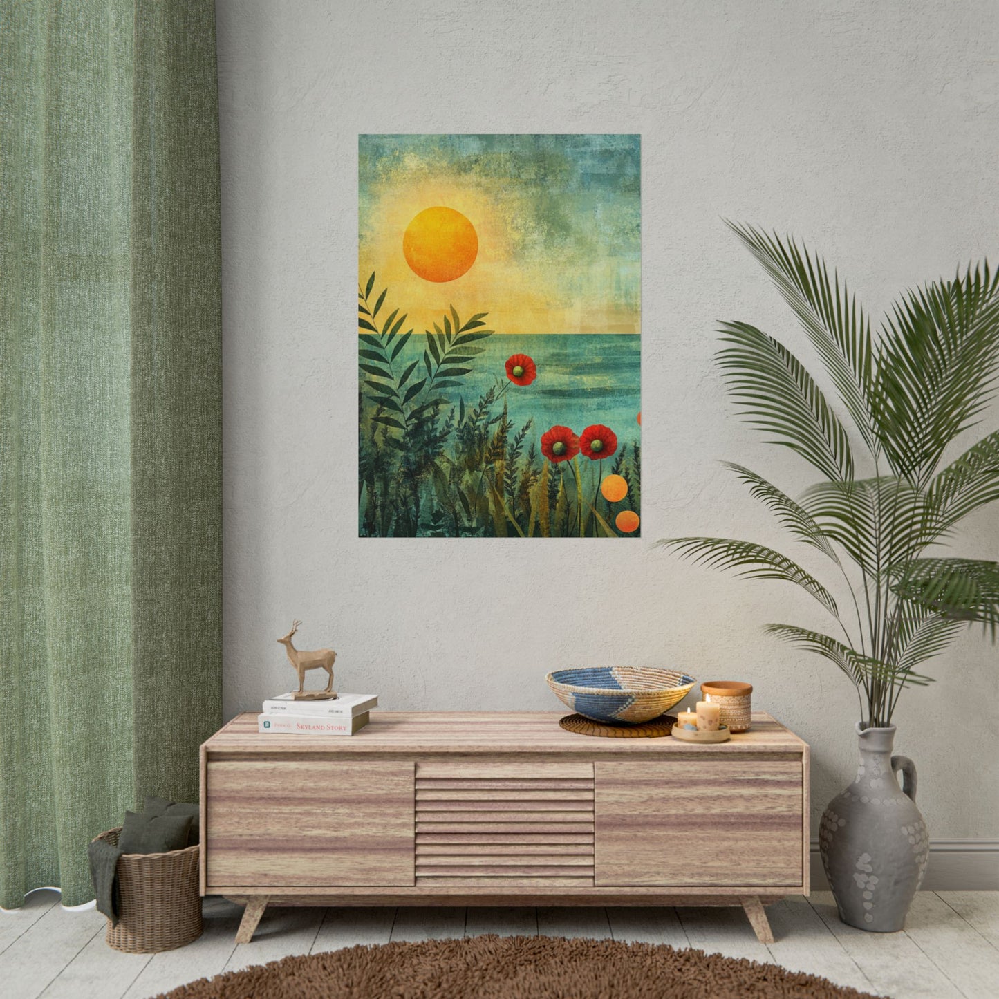 Sunrise Serenity - Abstract Coastal Floral Art Print