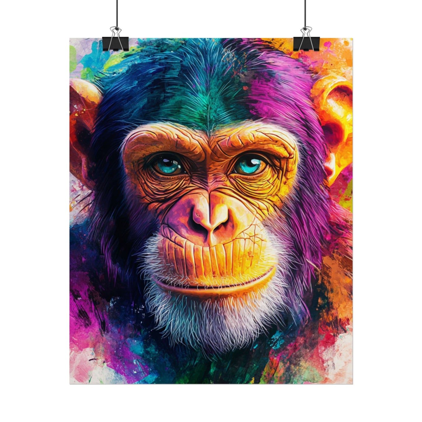 Vibrant Primate - Abstract Portrait of a Chimpanzee