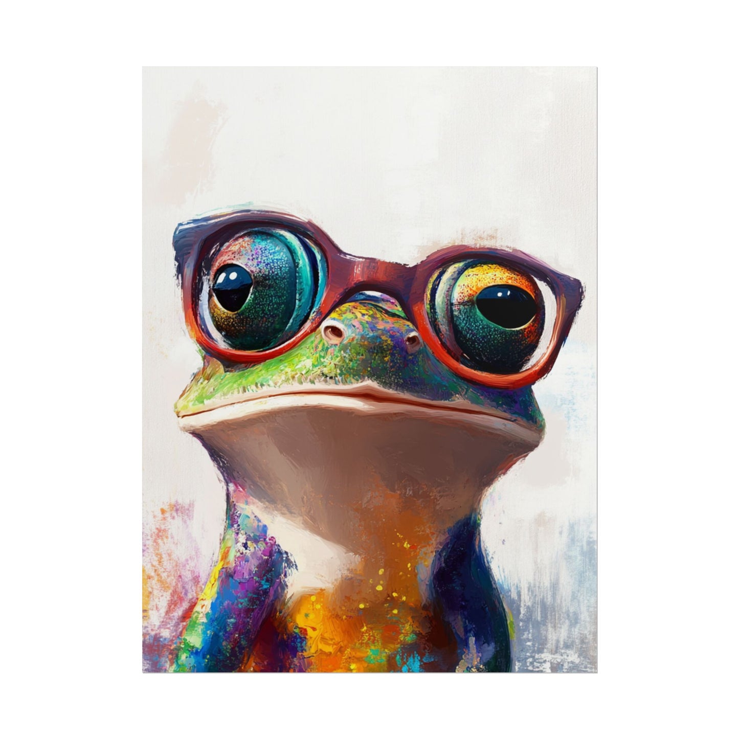 Quirky Frog with Glasses - Vibrant Abstract Animal Art Print