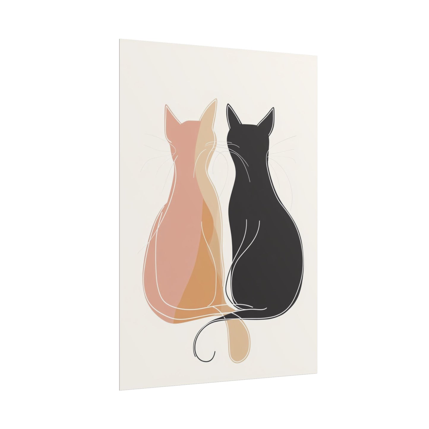 Companions in Silence - Minimalist Abstract Cat Duo