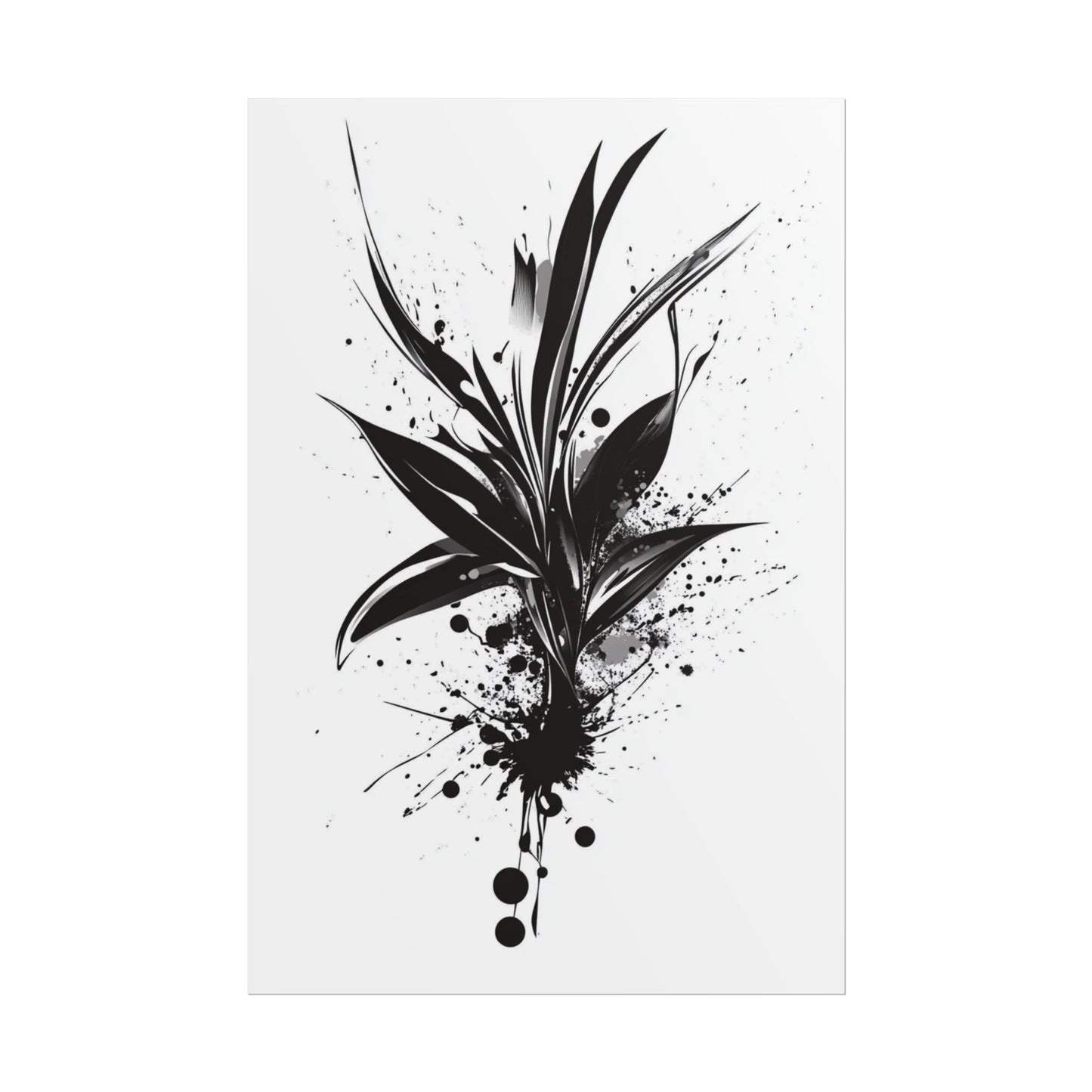 Ink Bloom - Monochrome Abstract Botanical Art Print