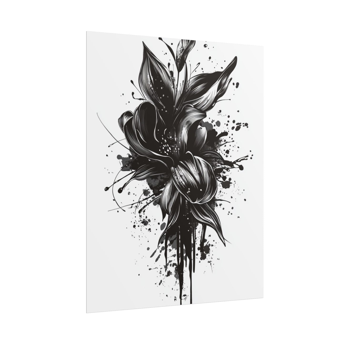 Monochrome Blossom - Abstract Floral Art Print