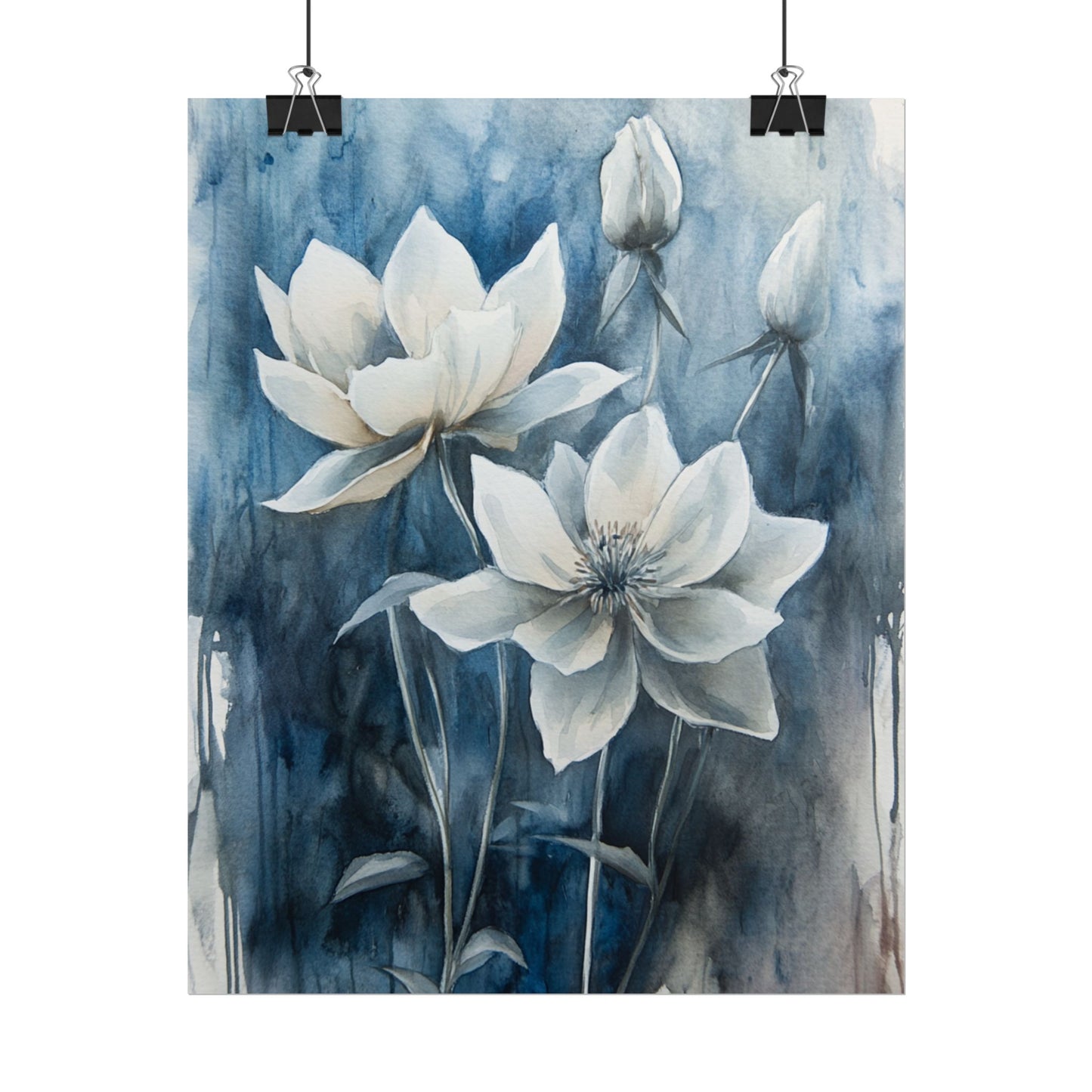 Midnight Blooms - Abstract Floral Watercolour Art Print