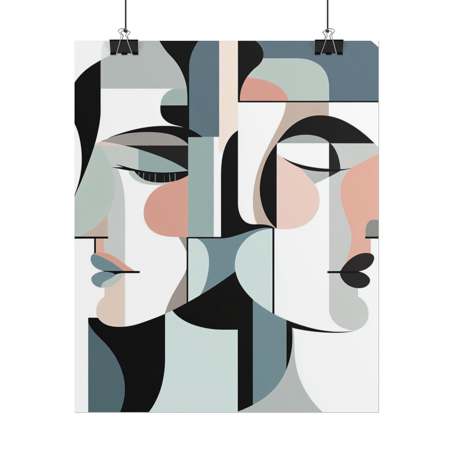 Duality in Form - Abstract Faces Art Print