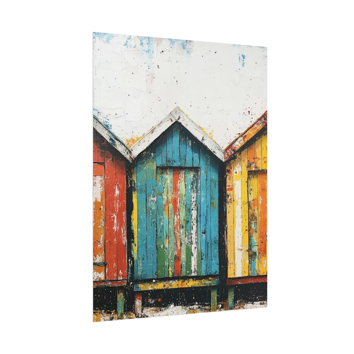 Vibrant Beach Huts - Coastal Abstract Art Print