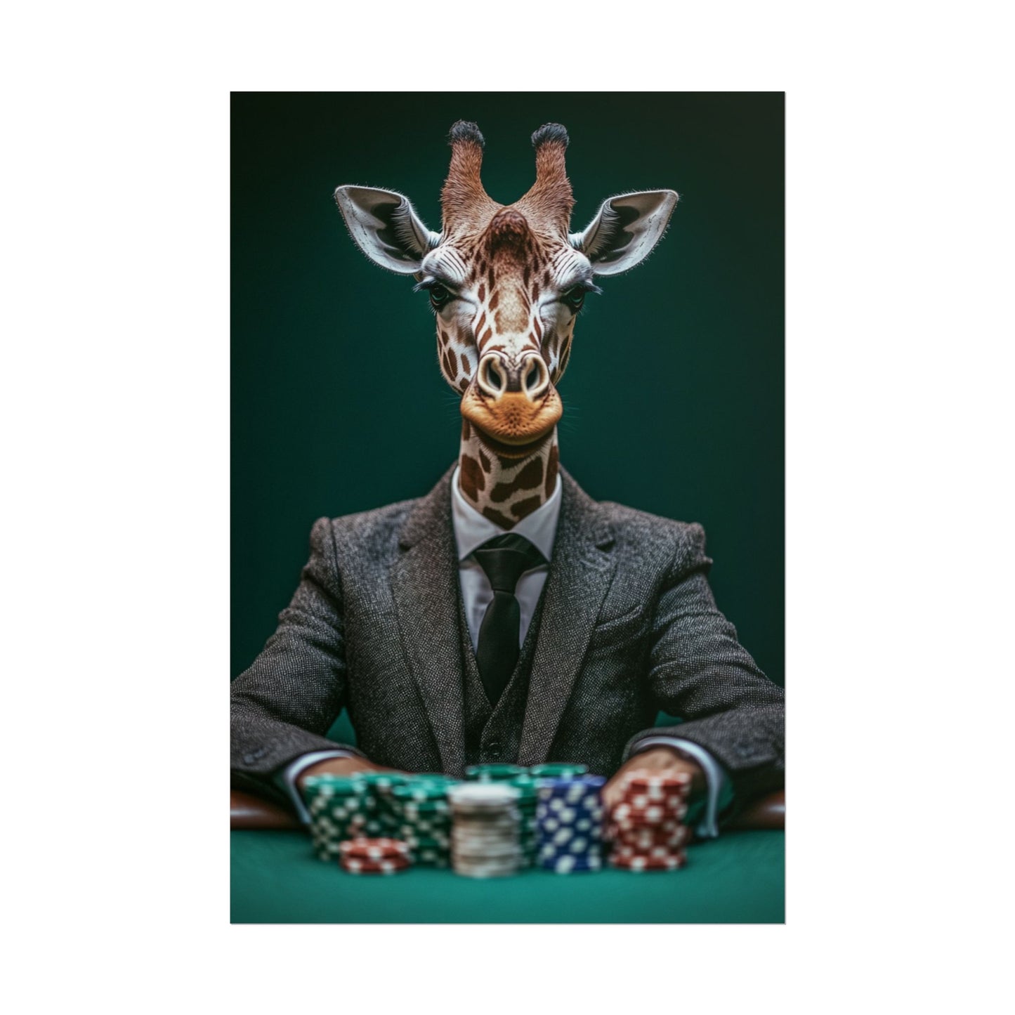 Poker Face Giraffe - Abstract Art with a Playful Twist